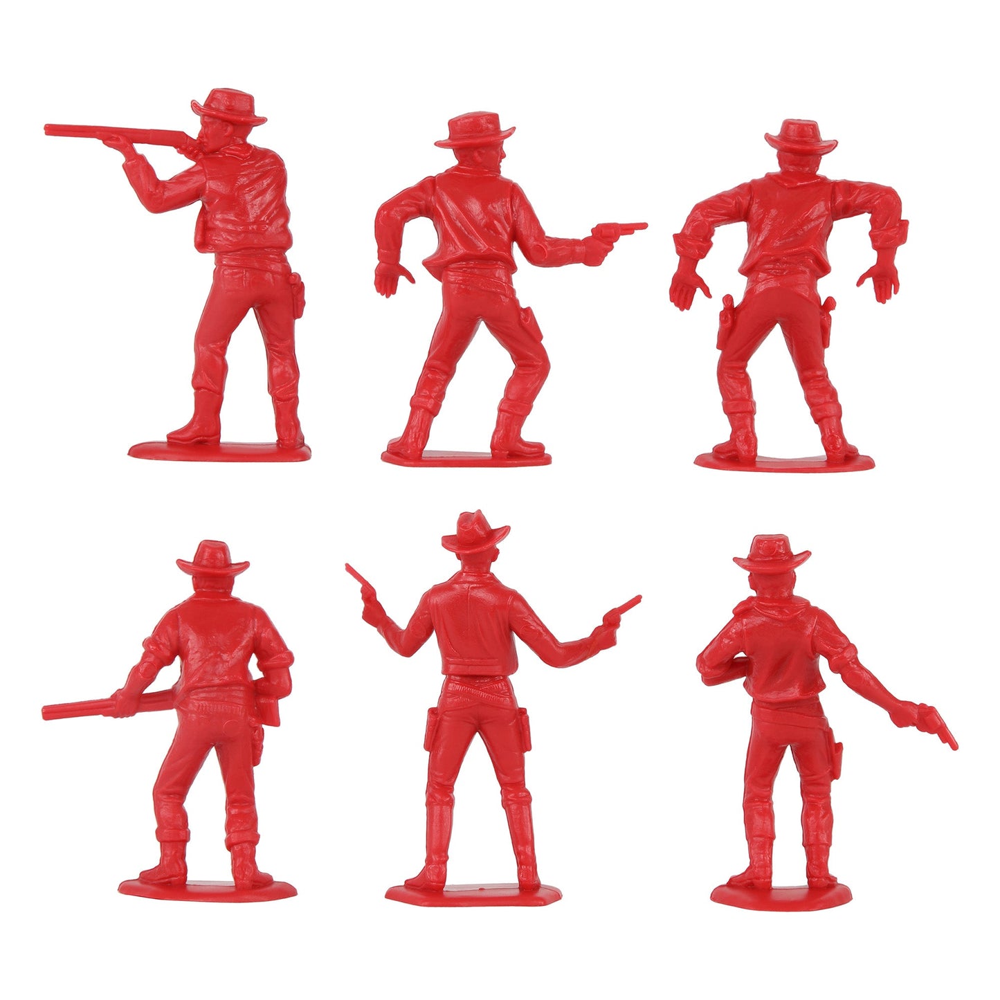 Tim Mee Toy Western Cowboys Red Plastic Toy Figures Close Up Back View