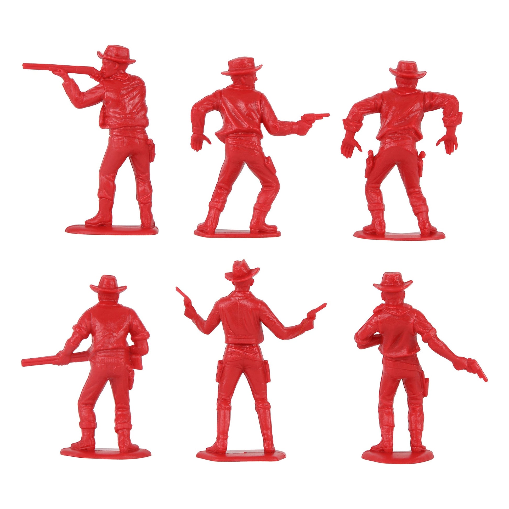 Tim Mee Toy Western Cowboys Red Plastic Toy Figures Close Up Back View