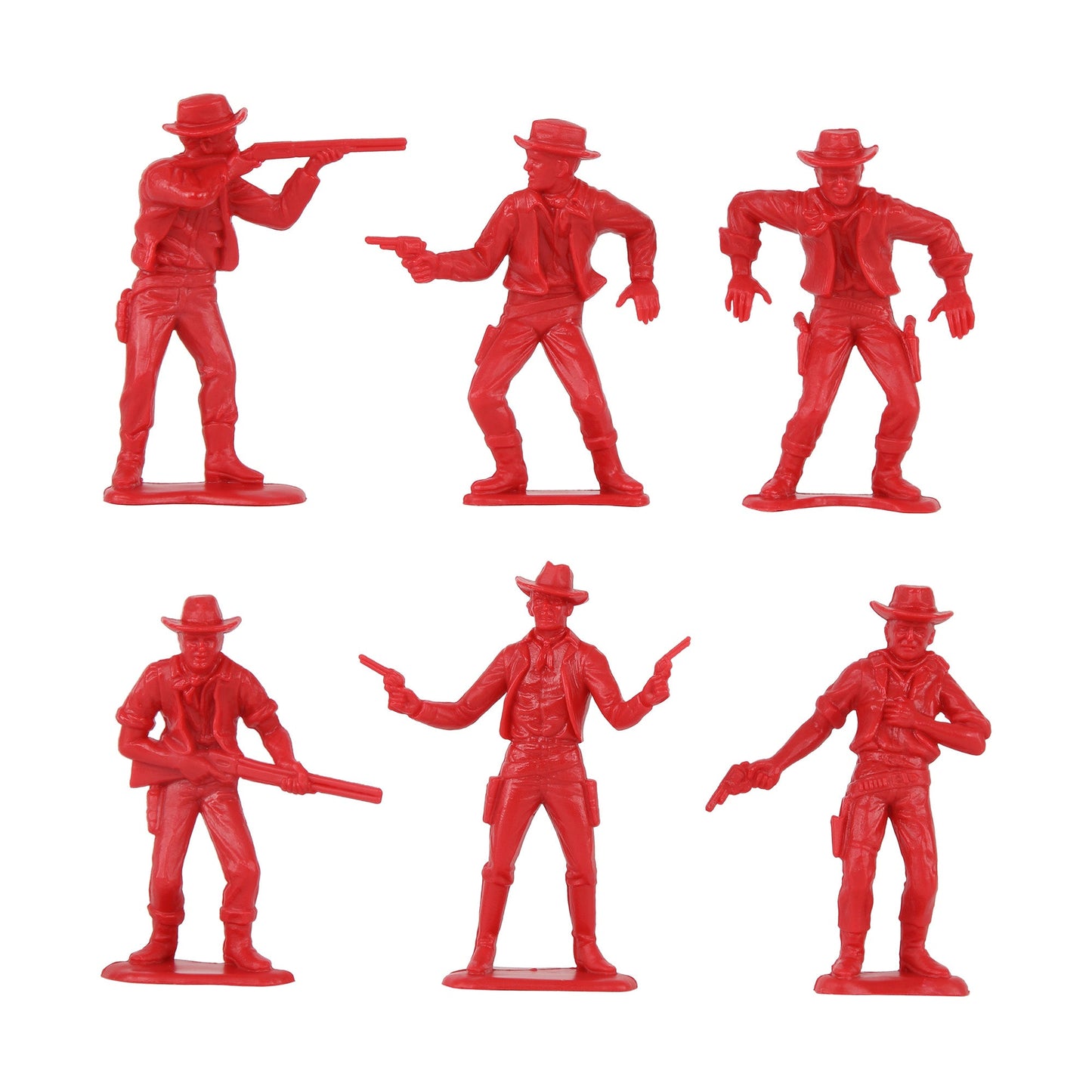 Tim Mee Toy Western Cowboys Red Plastic Toy Figures Close Up View