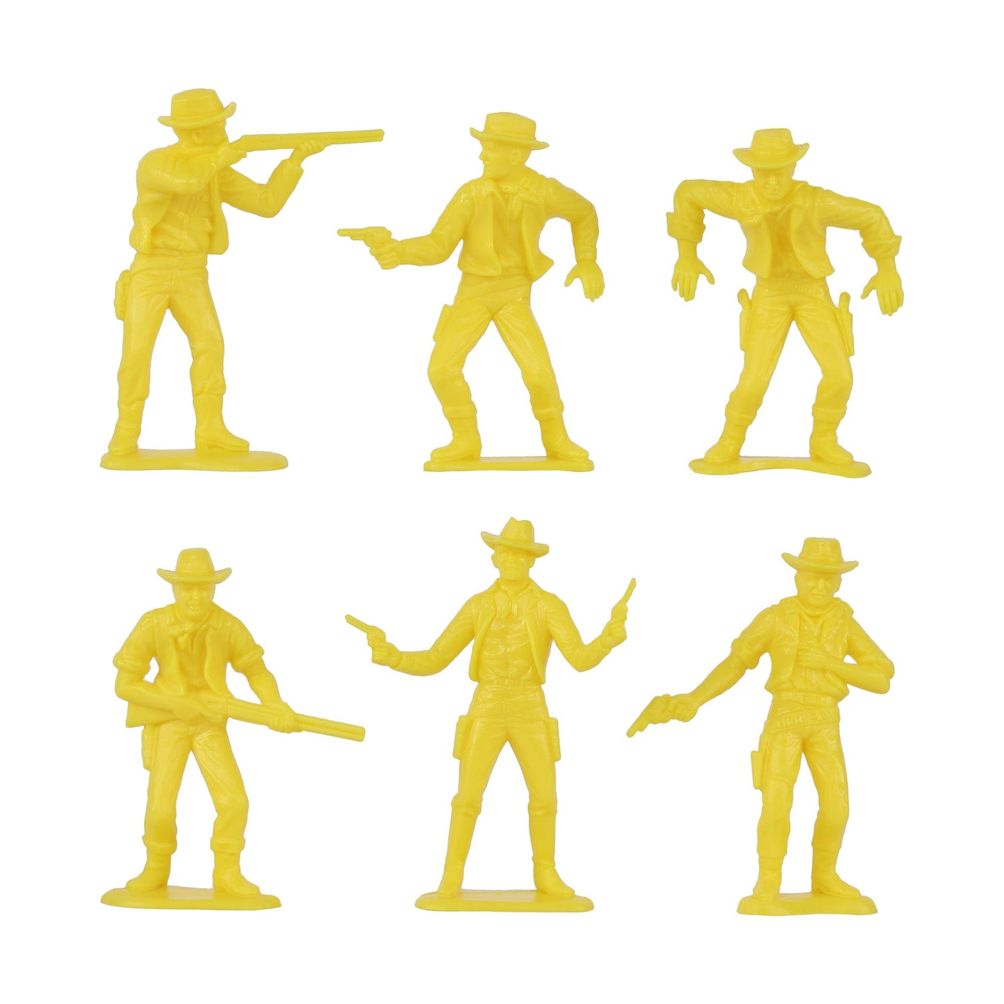Tim Mee Toy Western Cowboys Yellow Plastic Toy Figures Close Up View