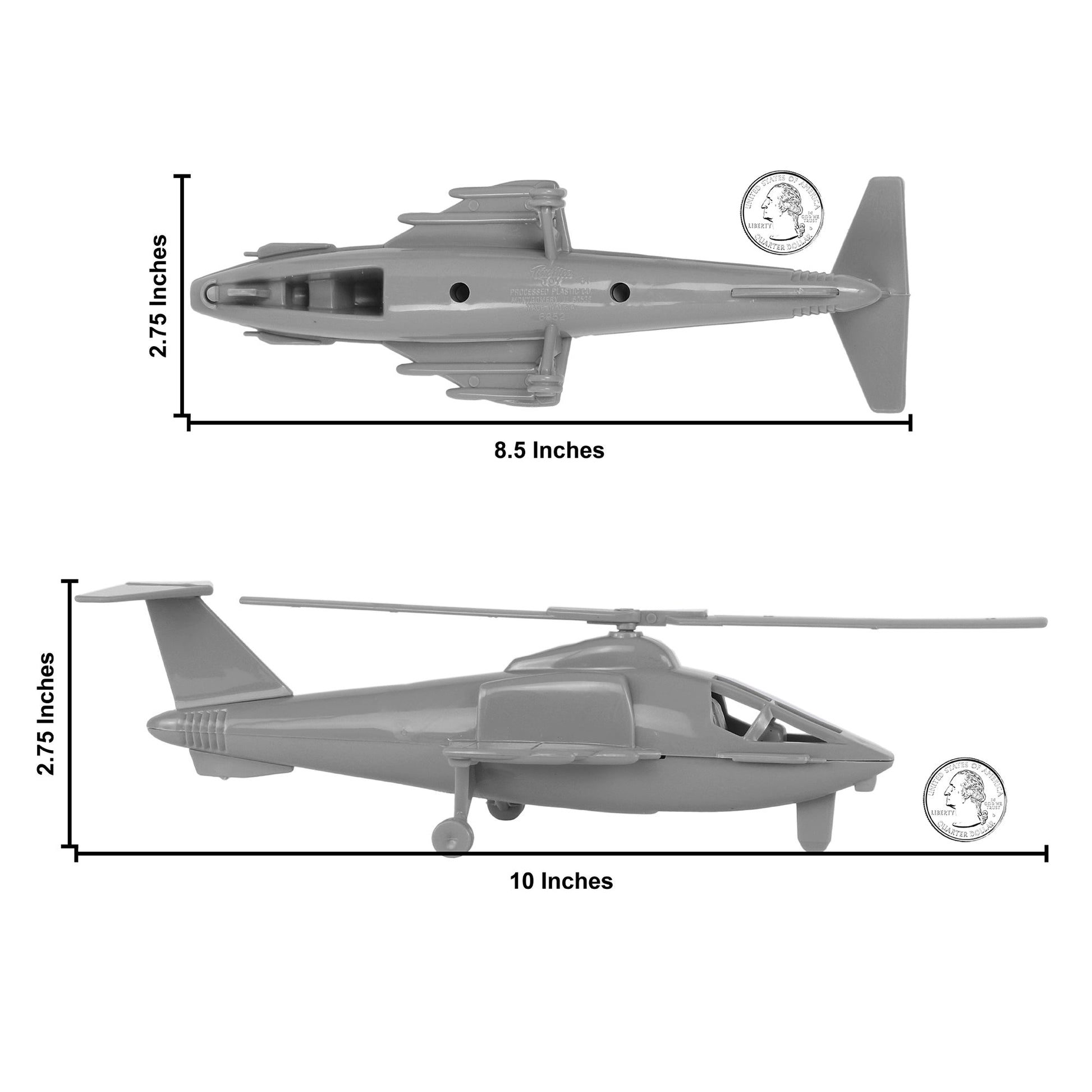 Tim Mee Toy Air Support Attack Helicopter Gray Color Scale