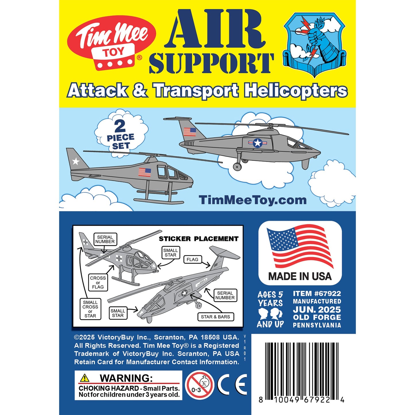 Tim Mee Toy Air Support Attack & Transport Helicopters Gray Color Package
