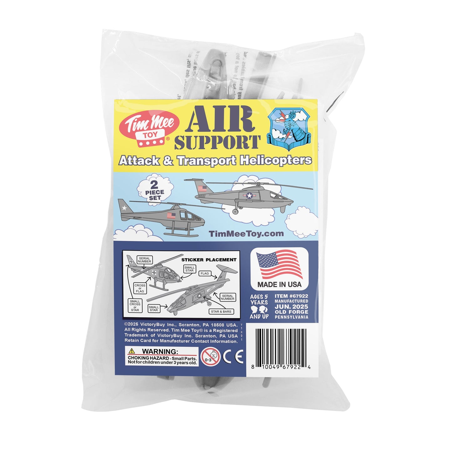 Tim Mee Toy Air Support Attack & Transport Helicopters Gray Color Insert Art