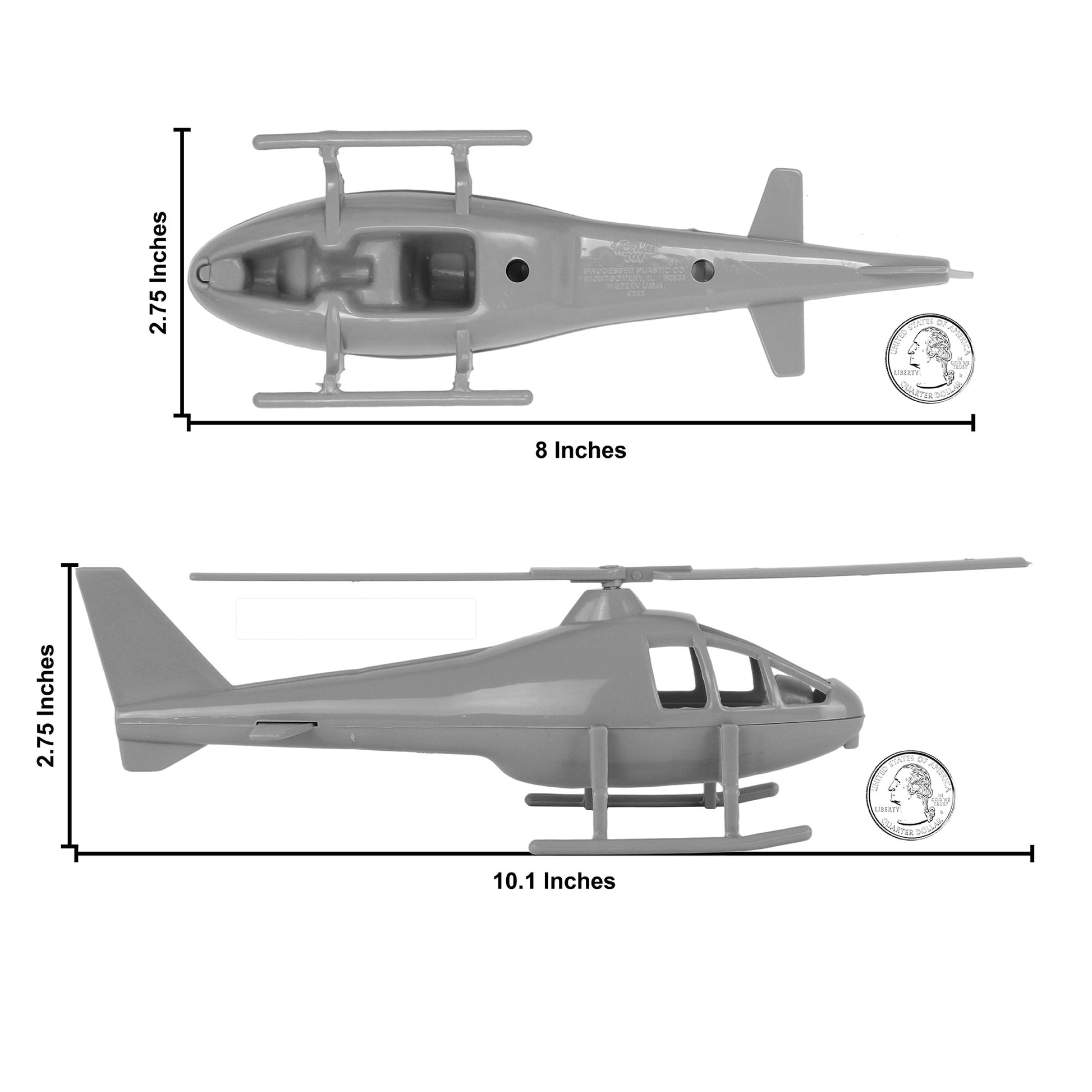Tim Mee Toy Air Support Transport Helicopter Gray Color Scale