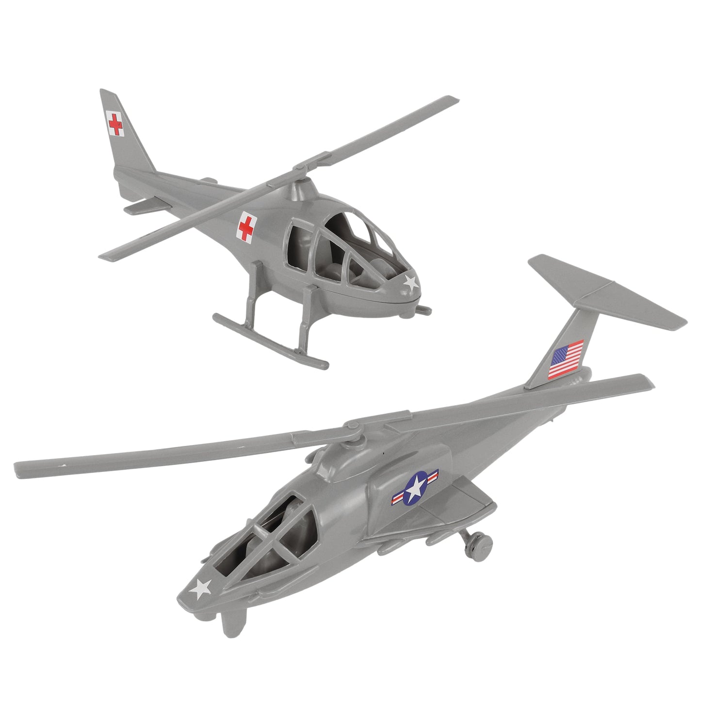 Tim Mee Toy Air Support Attack & Transport Helicopters Gray Color Vignette