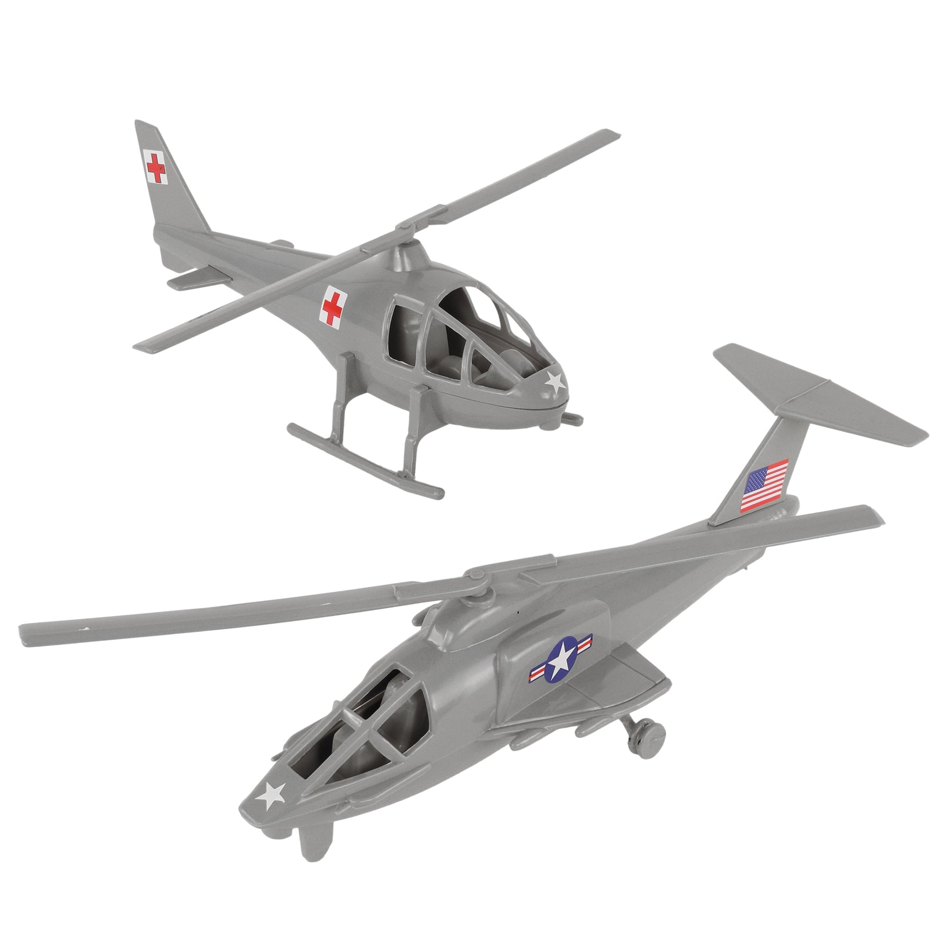Tim Mee Toy Air Support Attack & Transport Helicopters Gray Color Vignette