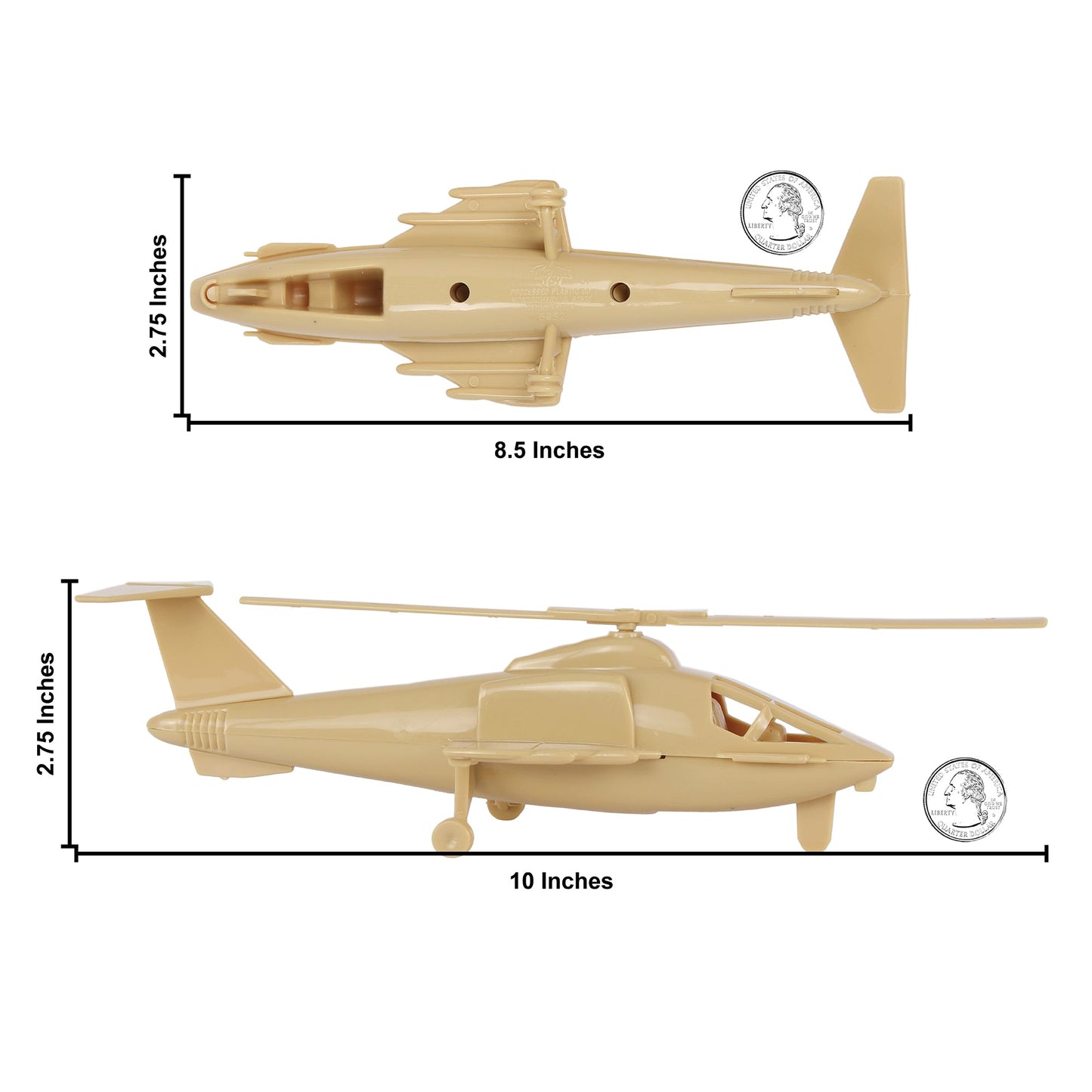 Tim Mee Toy Air Support Attack Helicopter Tan Color Scale