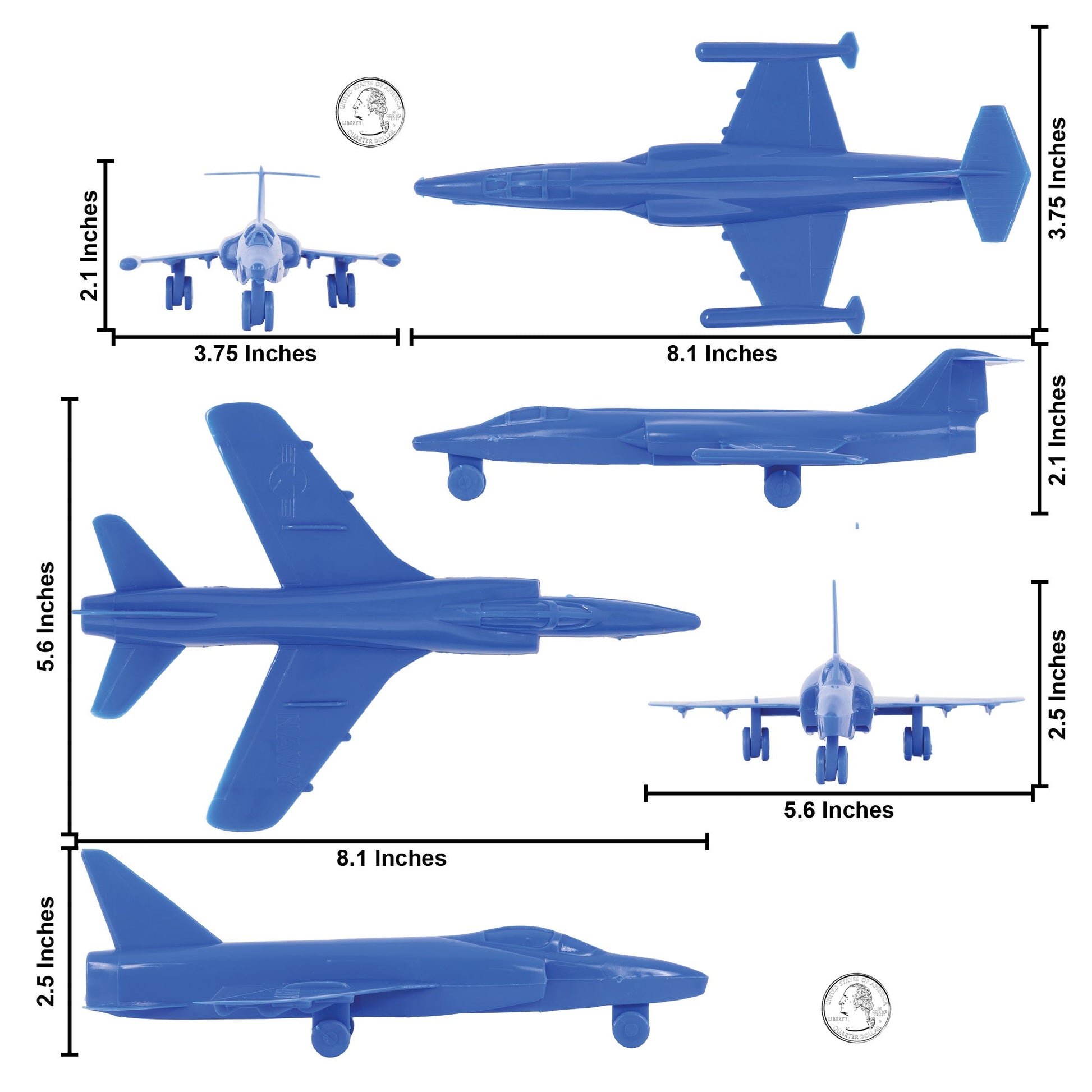 Tim Mee Toy Cold War Jet Airplanes Blue Color Scale