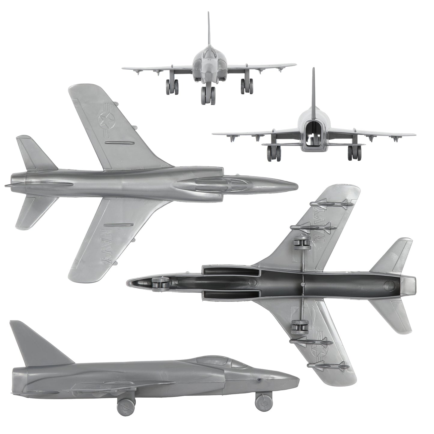 Tim Mee Toy Cold War Fighter Jet F-11 Tiger Silver-Gray Color Close Up Views