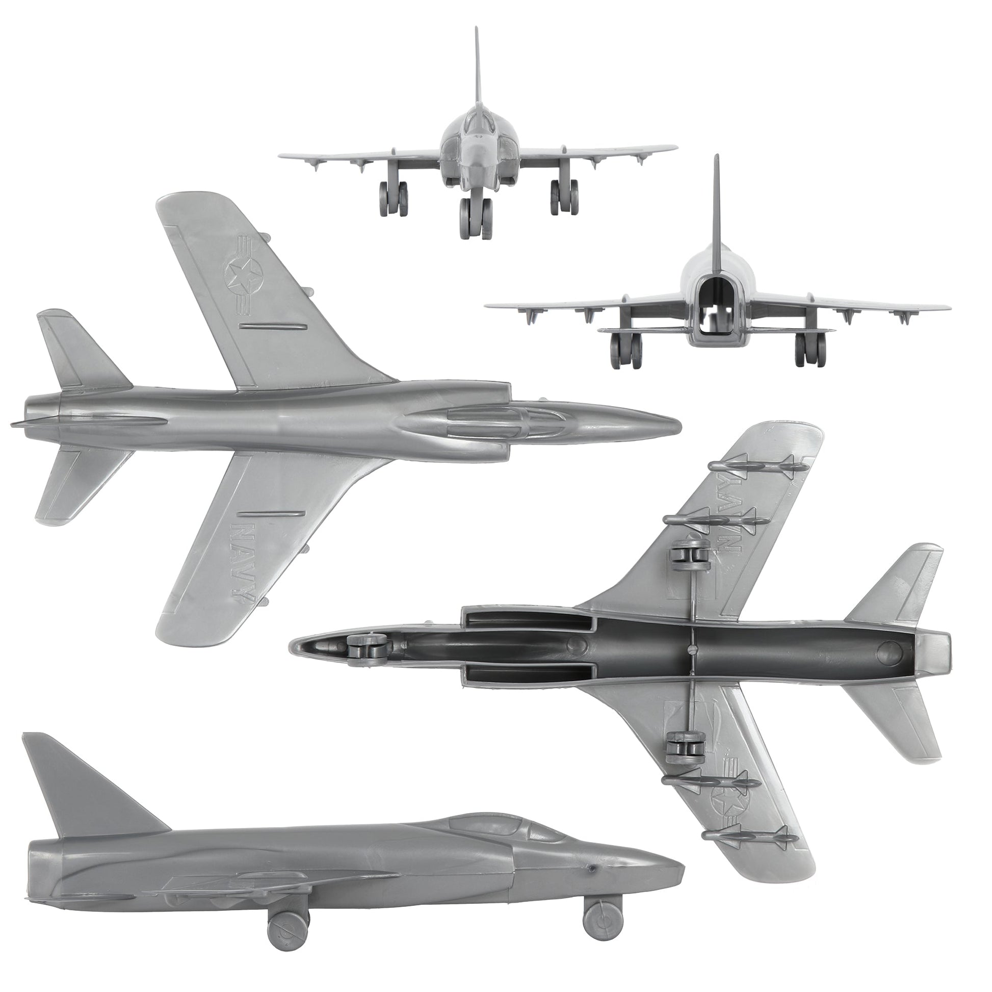 Tim Mee Toy Cold War Fighter Jet F-11 Tiger Silver-Gray Color Close Up Views