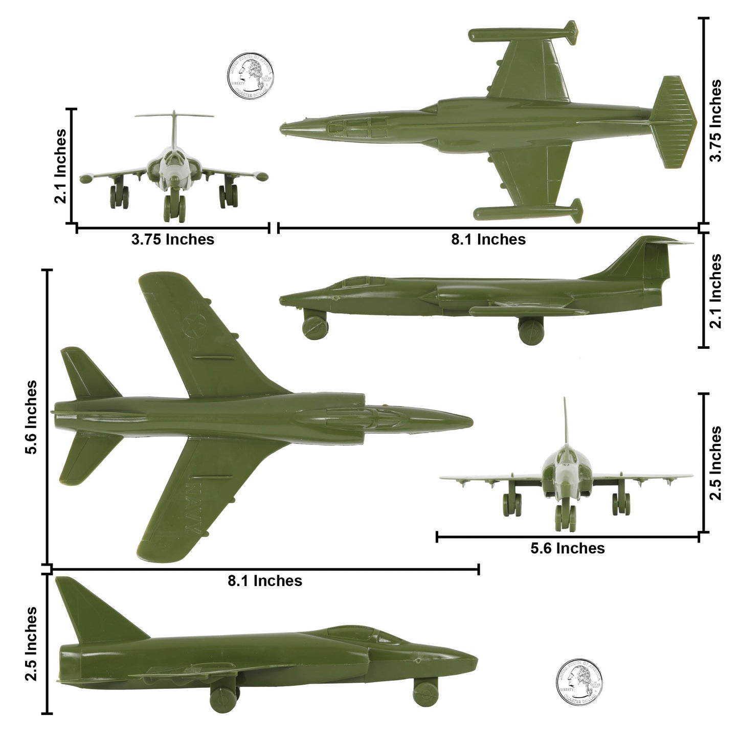 Tim Mee Toy Cold War Jet Airplanes OD-Green Color Scale