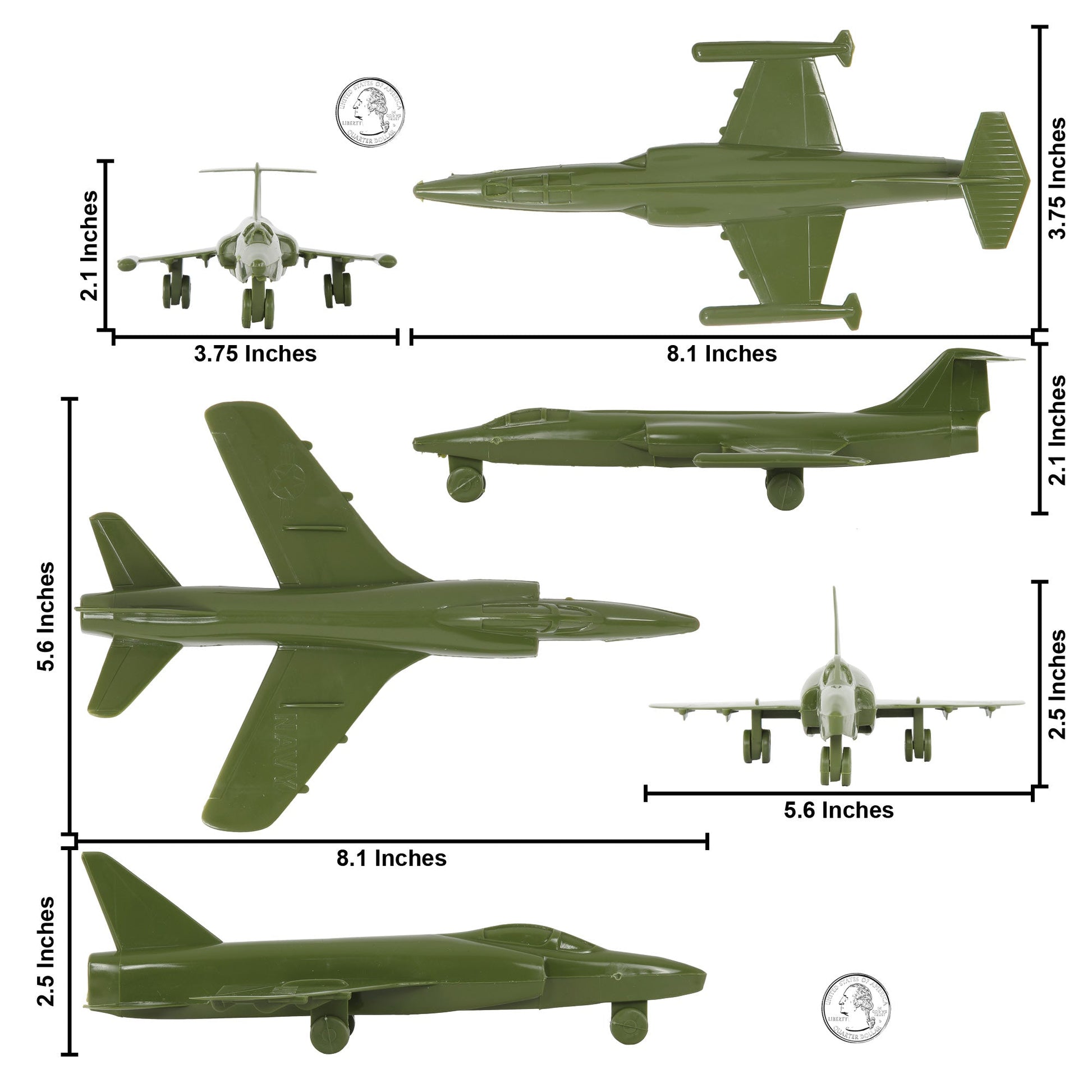 Tim Mee Toy Cold War Jet Airplanes OD-Green Color Scale