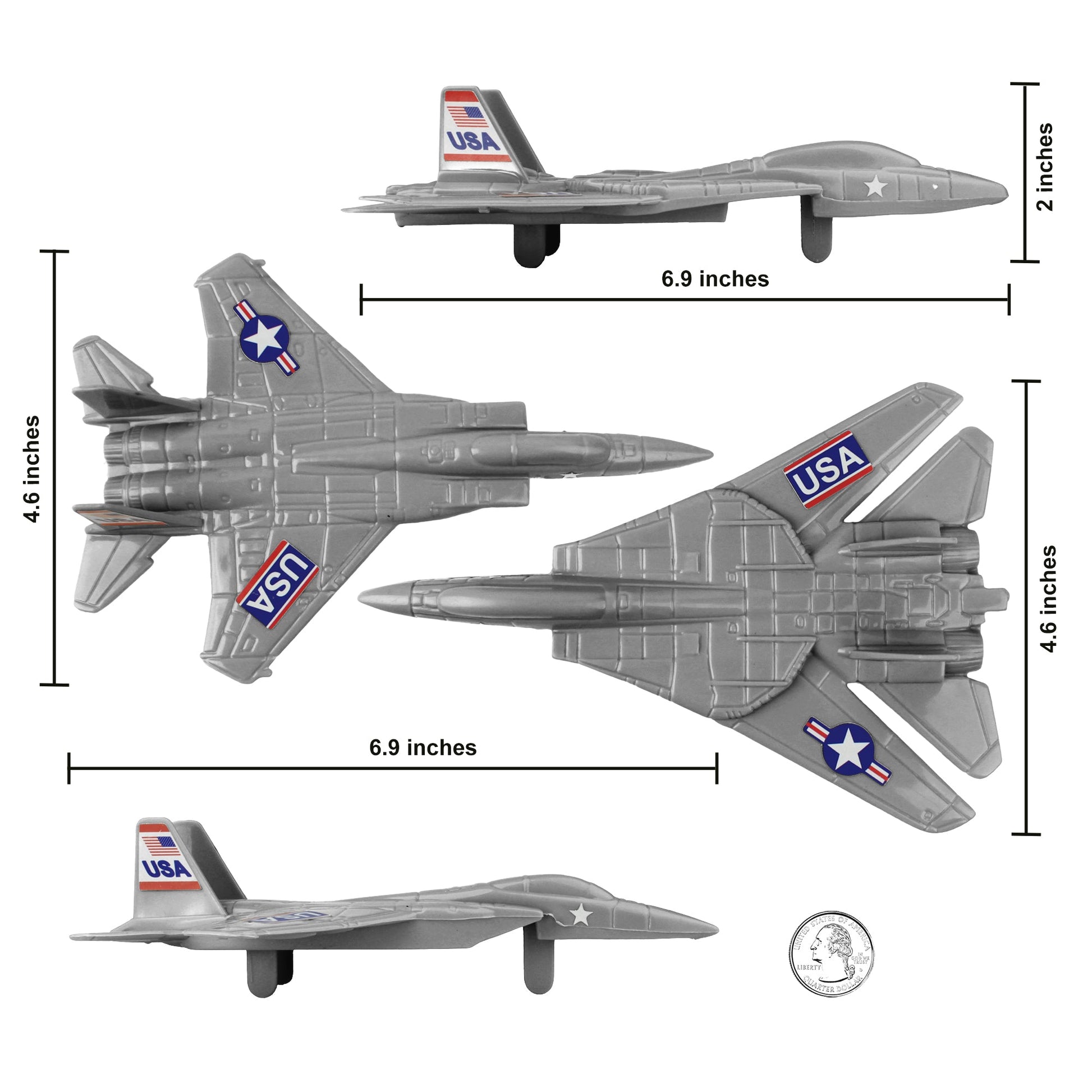 Tim Mee Toy Combat Jets Silver-Gray Color Scale