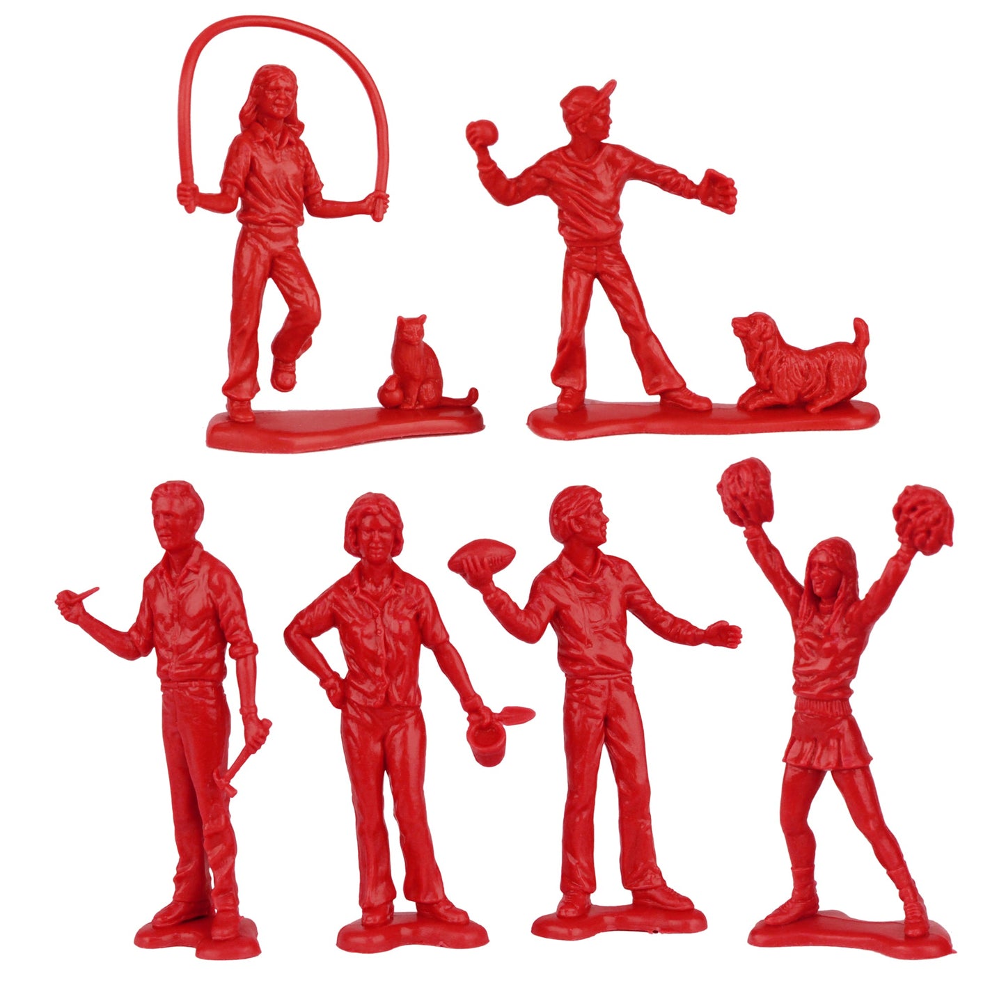 Tim Mee Toy People at Play Family Figures Red Color Close Up