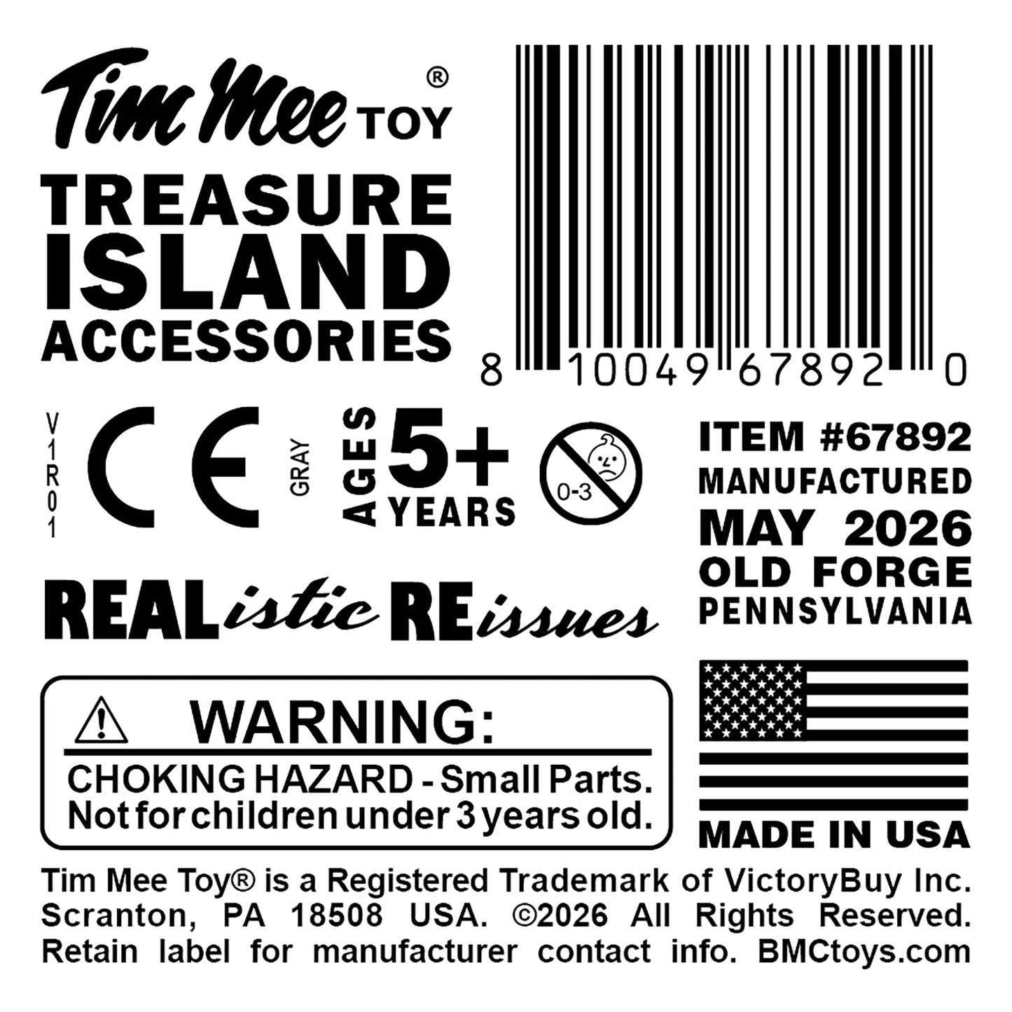 Tim Mee Toy Pirates of Treasure Island Gray Color Accessories Label Art