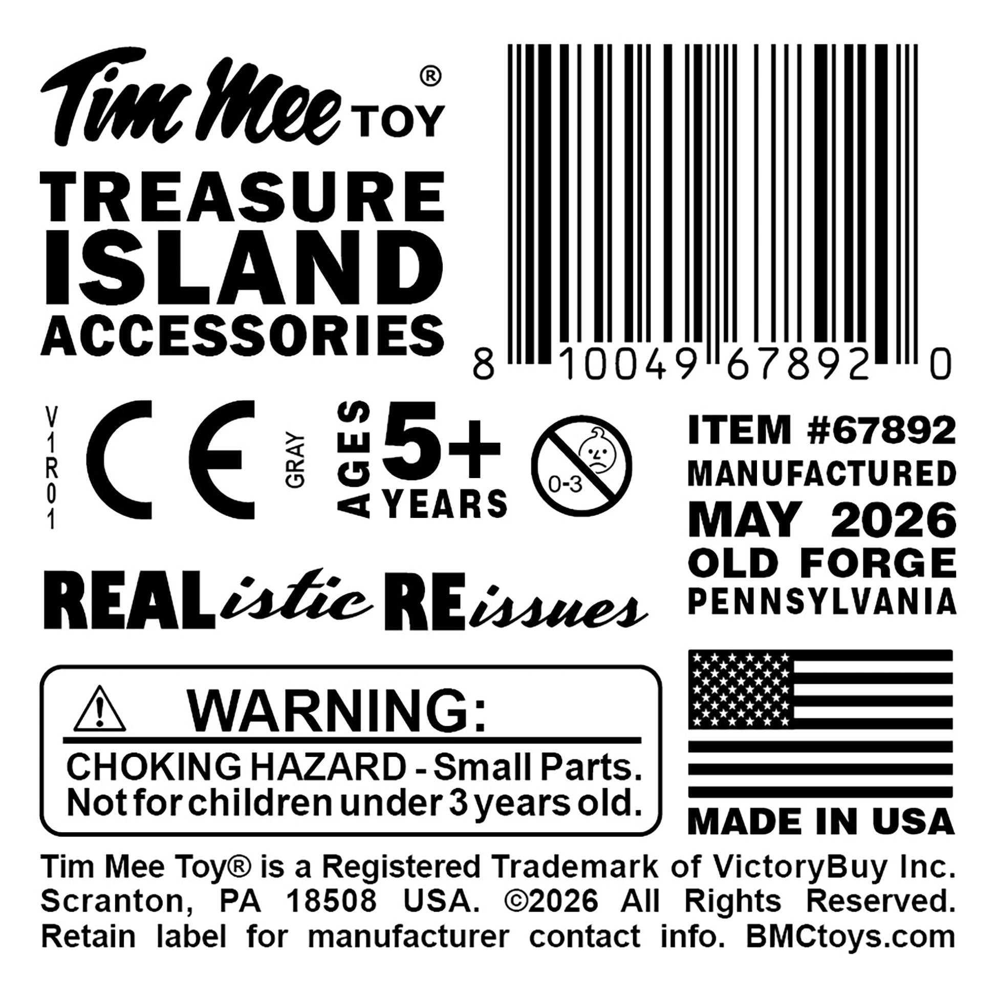 Tim Mee Toy Pirates of Treasure Island Gray Color Accessories Label Art