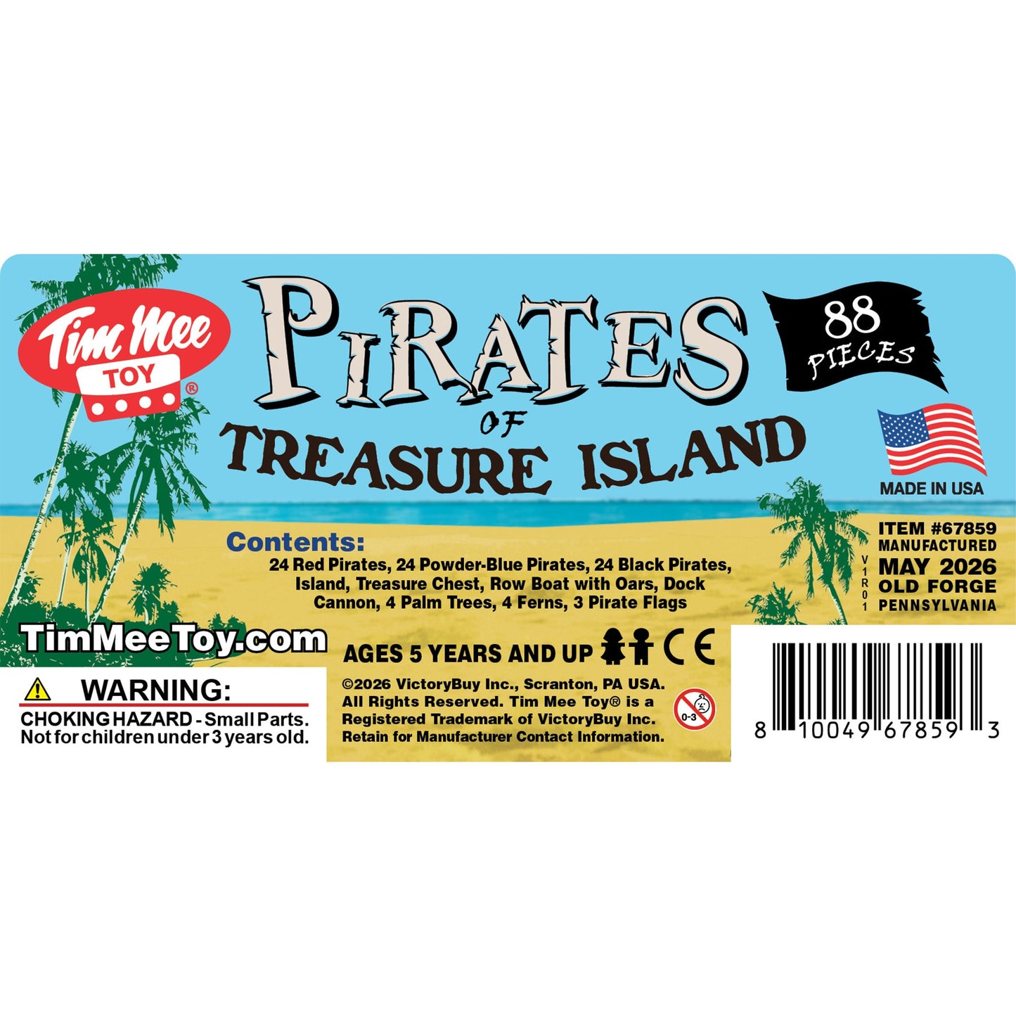 Tim Mee Toy Pirates of Treasure Island 88 Piece Playset Bucket Label