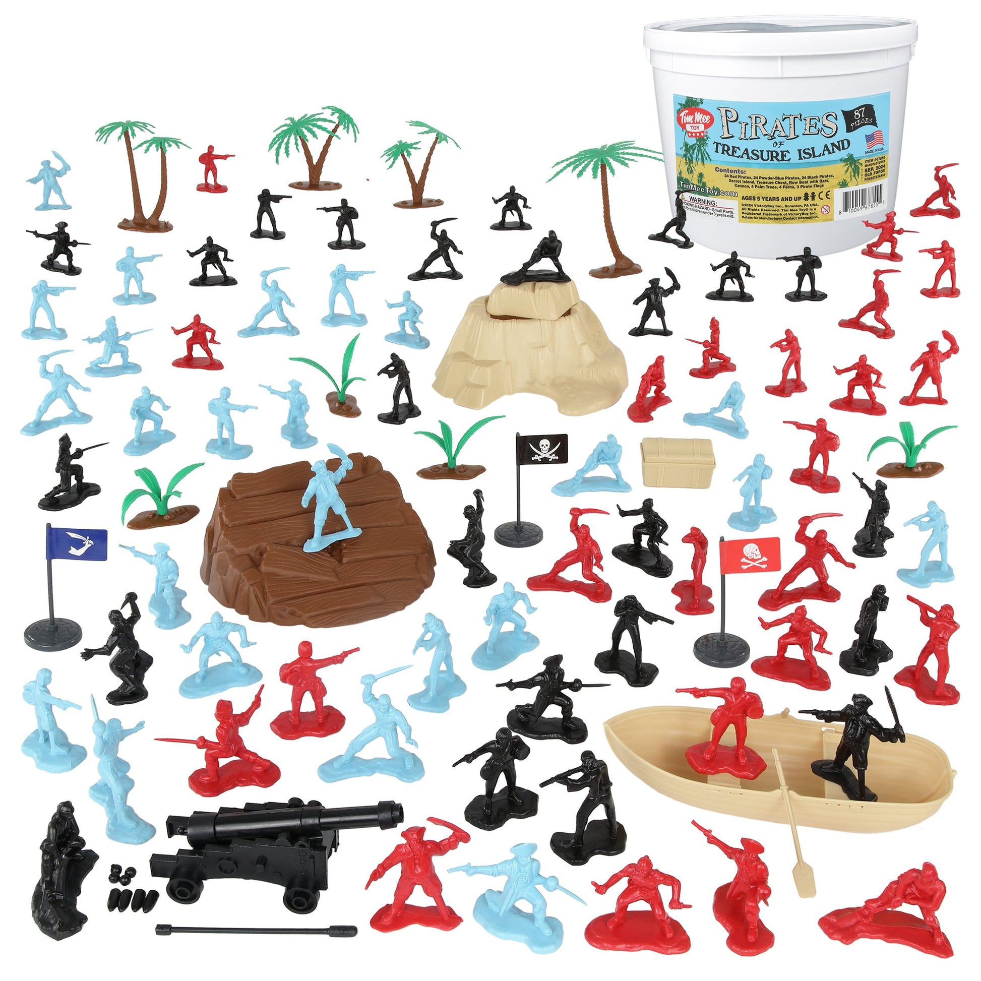Tim Mee Toy Pirates of Treasure Island 88 Piece Playset Bucket Main Vignette