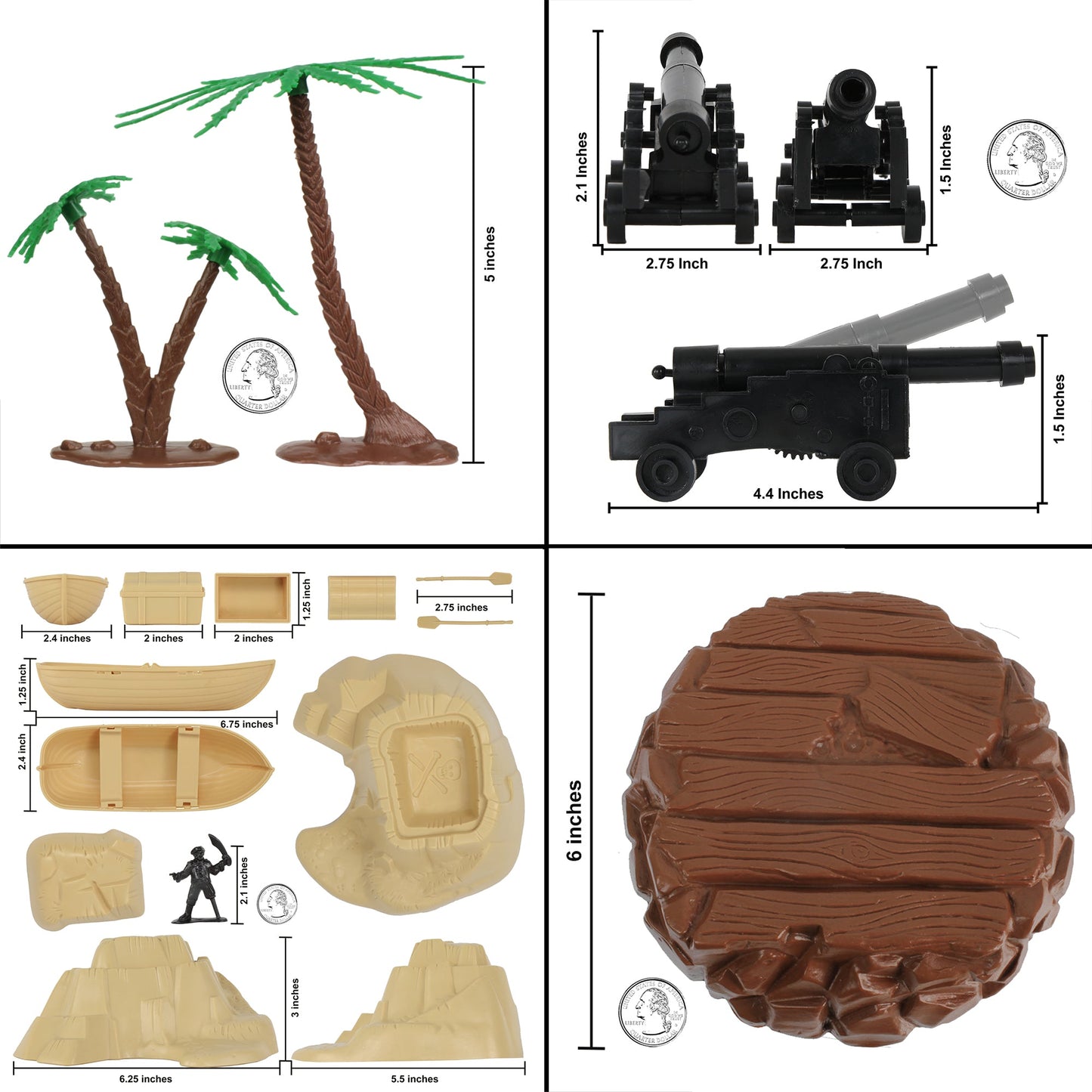 Tim Mee Toy Pirates of Treasure Island 88 Piece Playset Bucket Scale Image