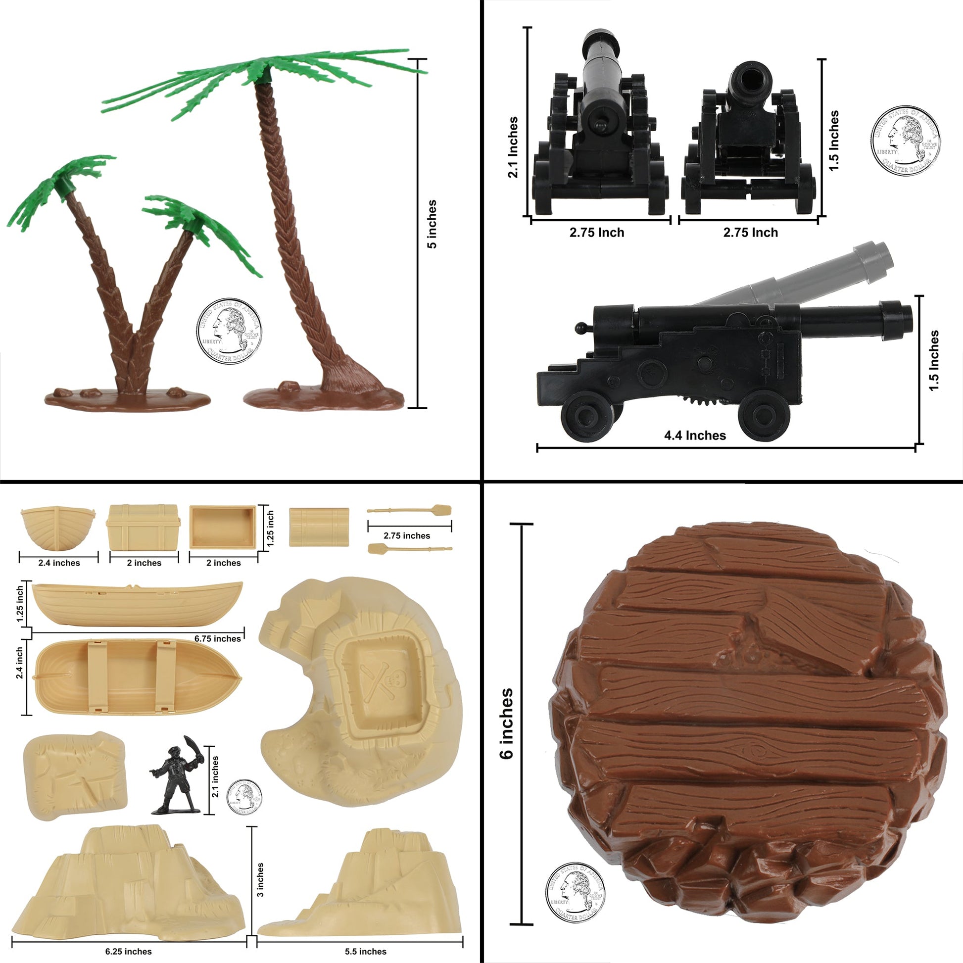 Tim Mee Toy Pirates of Treasure Island 88 Piece Playset Bucket Scale Image