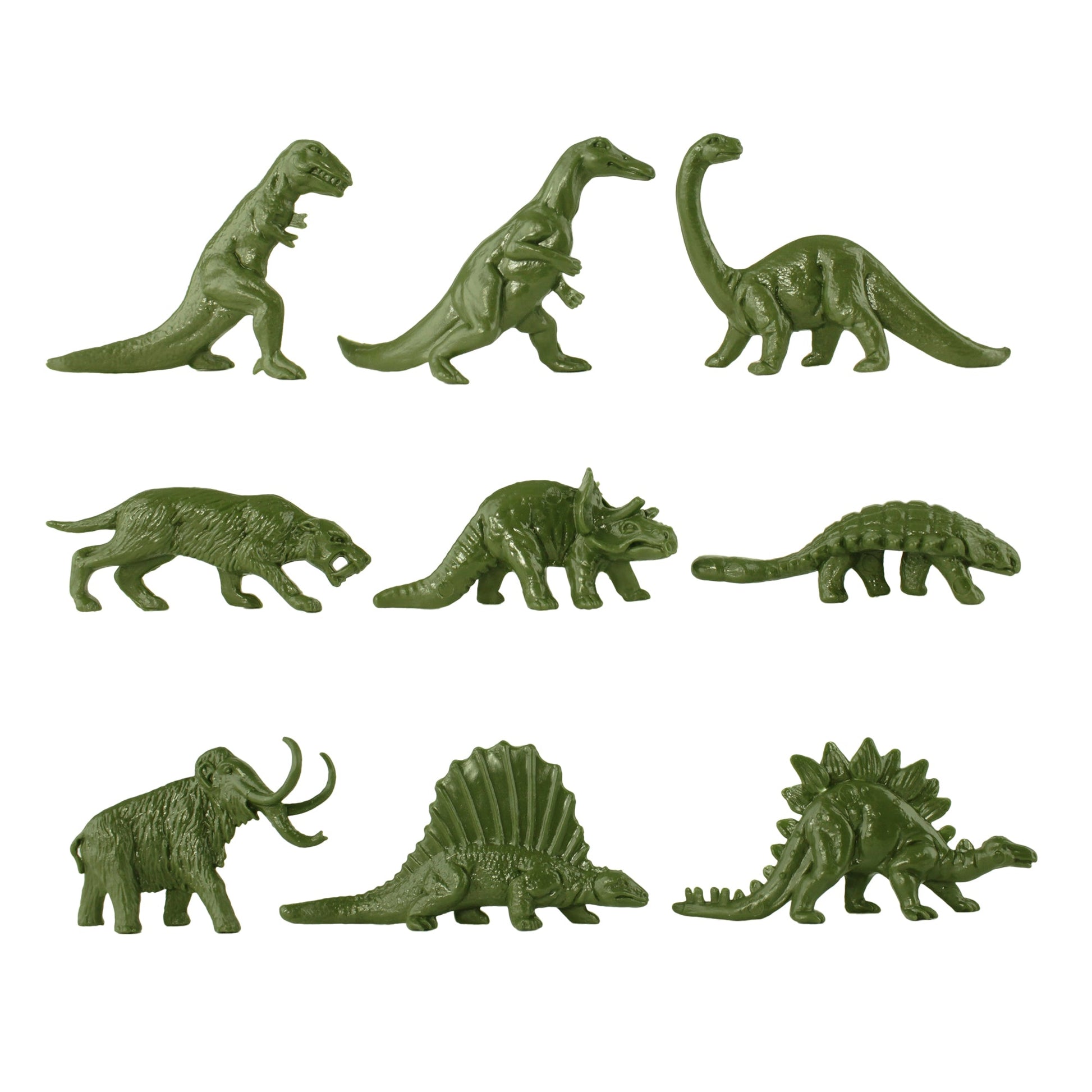 Tim Mee Toy Prehistoric Cavemen and Dinosaurs Bucket Playset OD Green Dinosaurs & Megafauna Figures Close Up