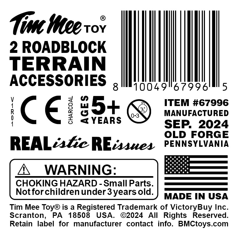Tim Mee Toy Roadblock Terrain Dirt Hill Mound Accessory Charcoal Gray Color Label