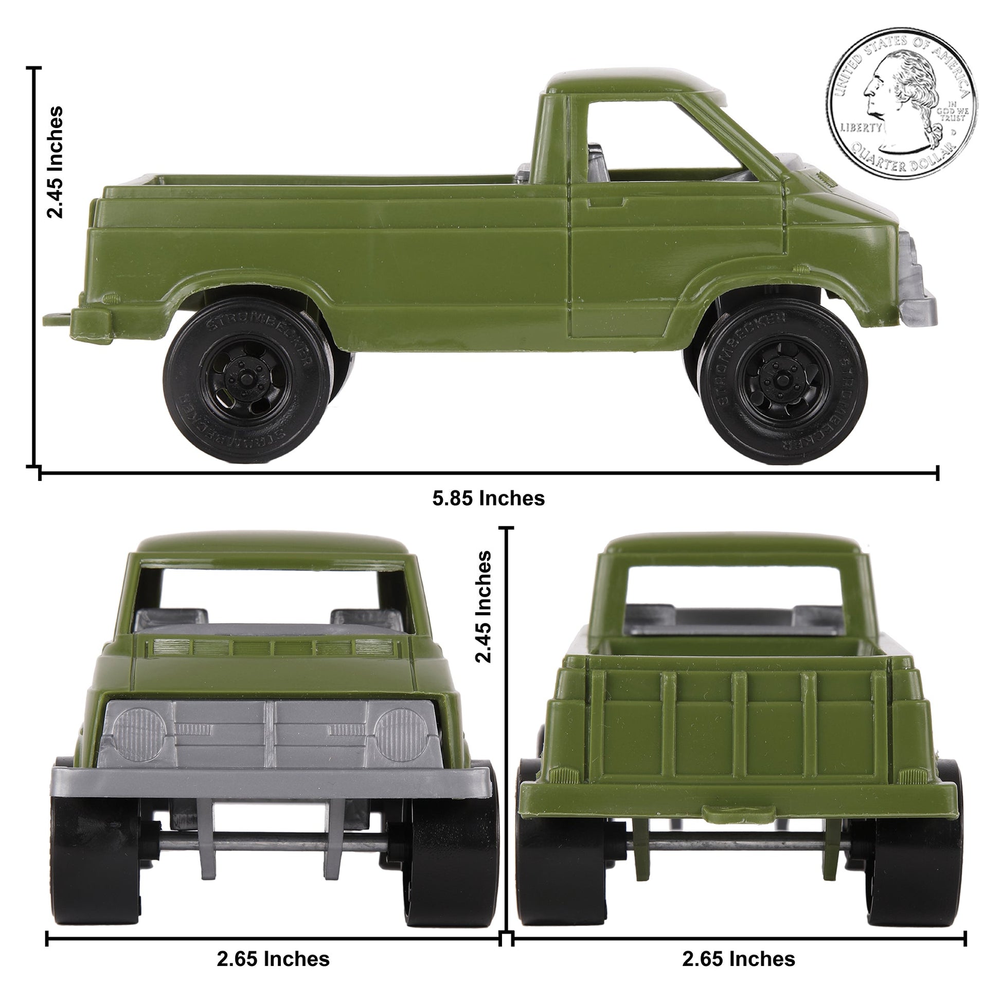 Tim Mee Toy Battle Transport Light Trucks OD Green Color Pickup Scale
