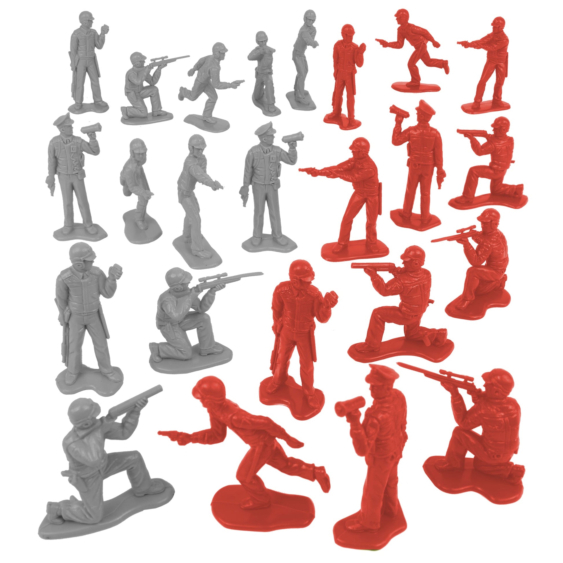 Tim Mee Toy SWAT Police Figures Gray & Red Vignette