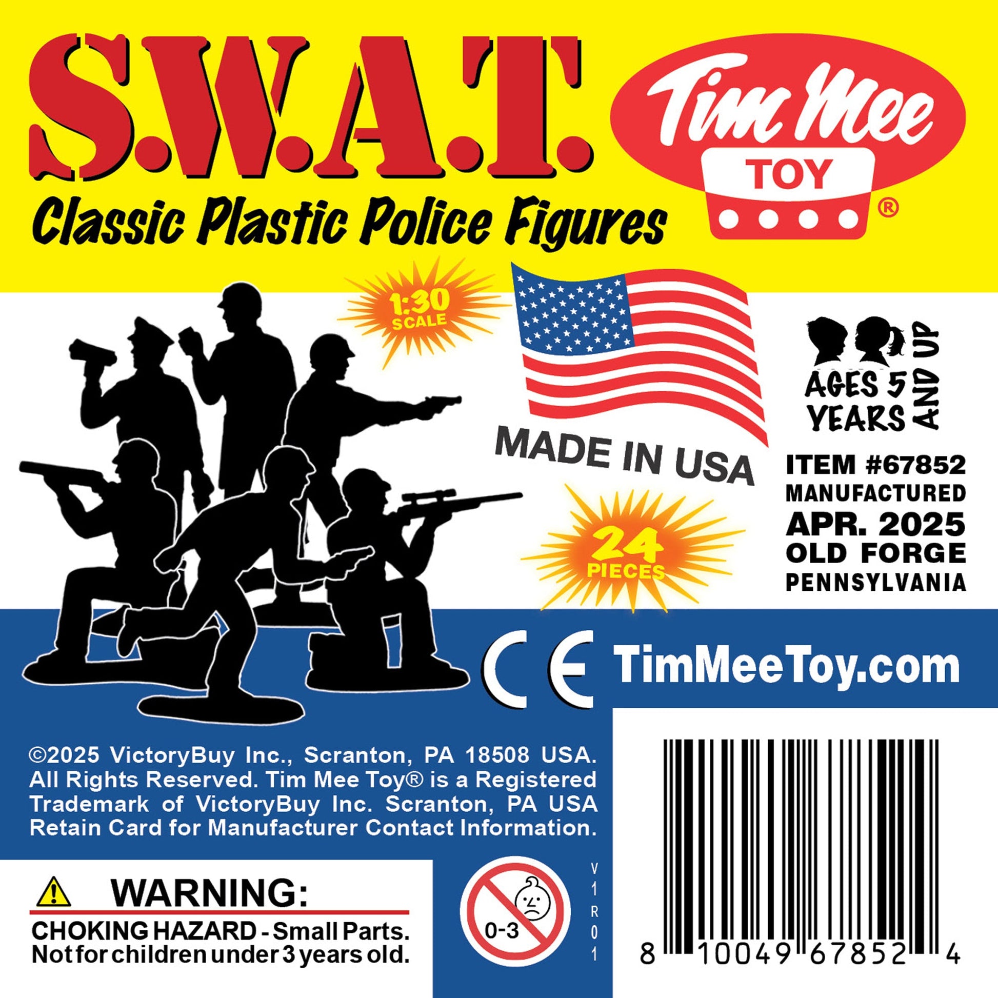 Tim Mee Toy SWAT Police Figures Gray & Red Insert Art