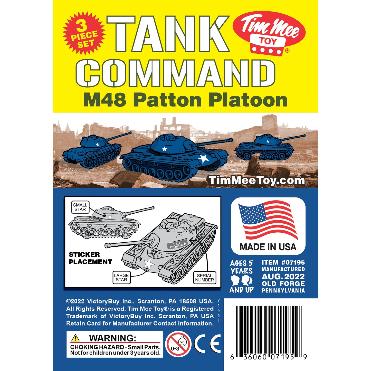 Tim Mee Toy Tank Blue M48 Patton Tank Insert Art