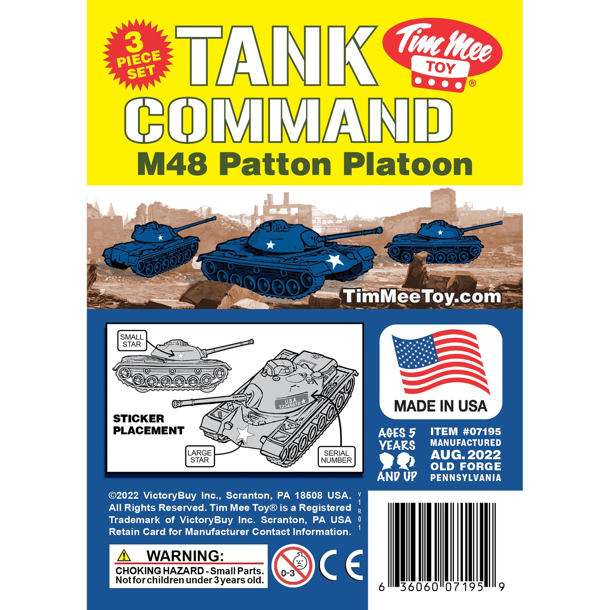 Tim Mee Toy Tank Blue M48 Patton Tank Insert Art