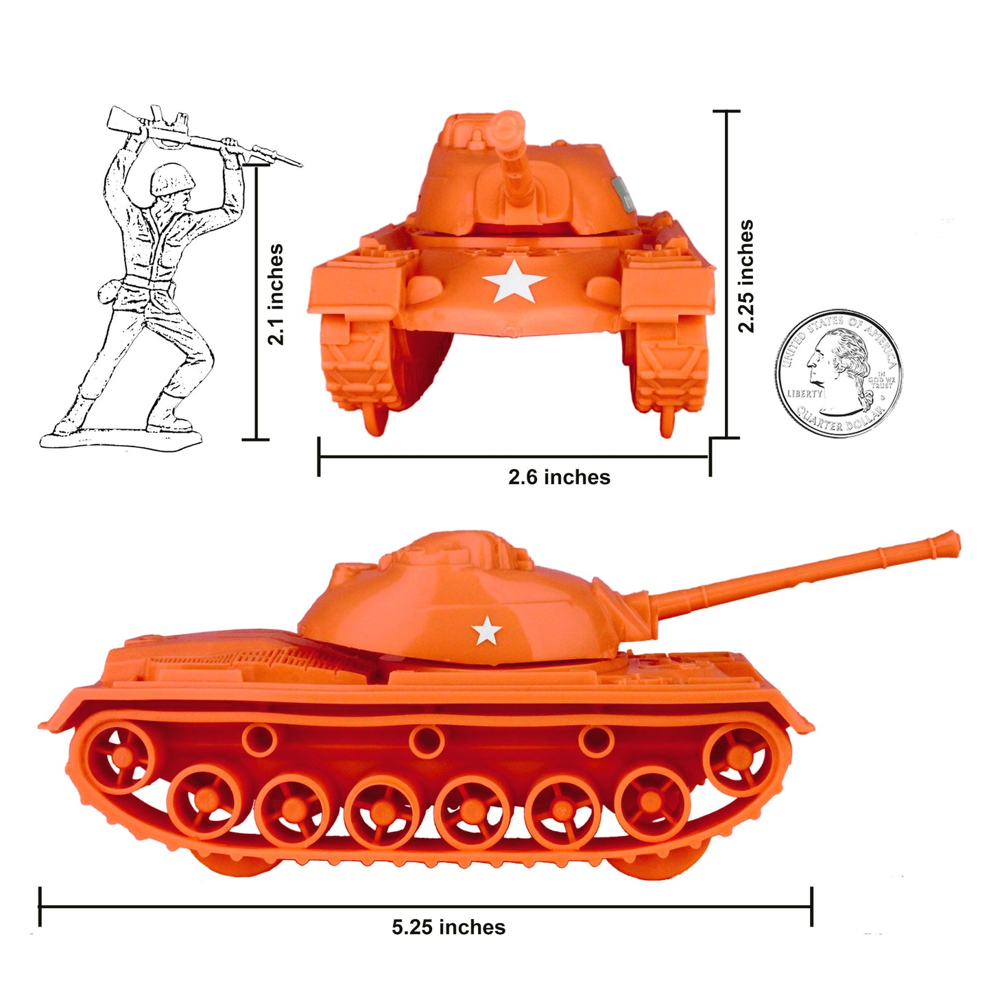 Tim Mee Toy Tank Orange M48 Patton Tank Scale