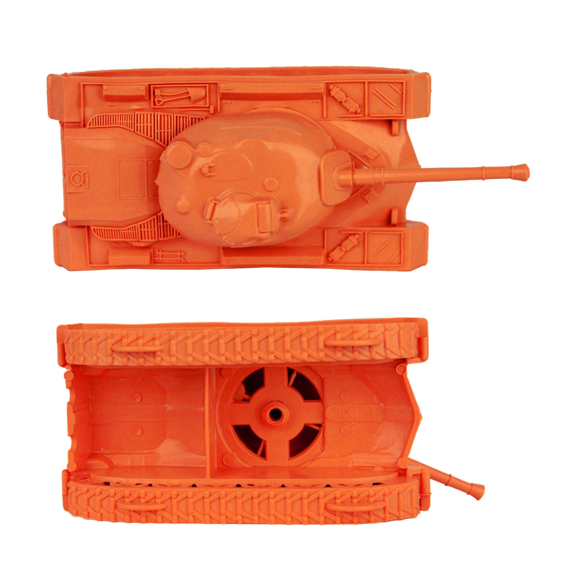 Tim Mee Toy Tank Orange M48 Patton Tank Top and Bottom Views