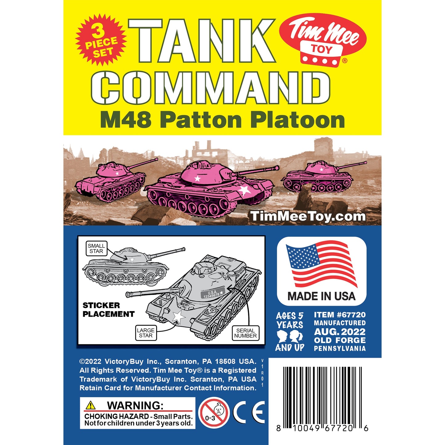 Tim Mee Toy M8 Patton Tank Pink Insert Art 