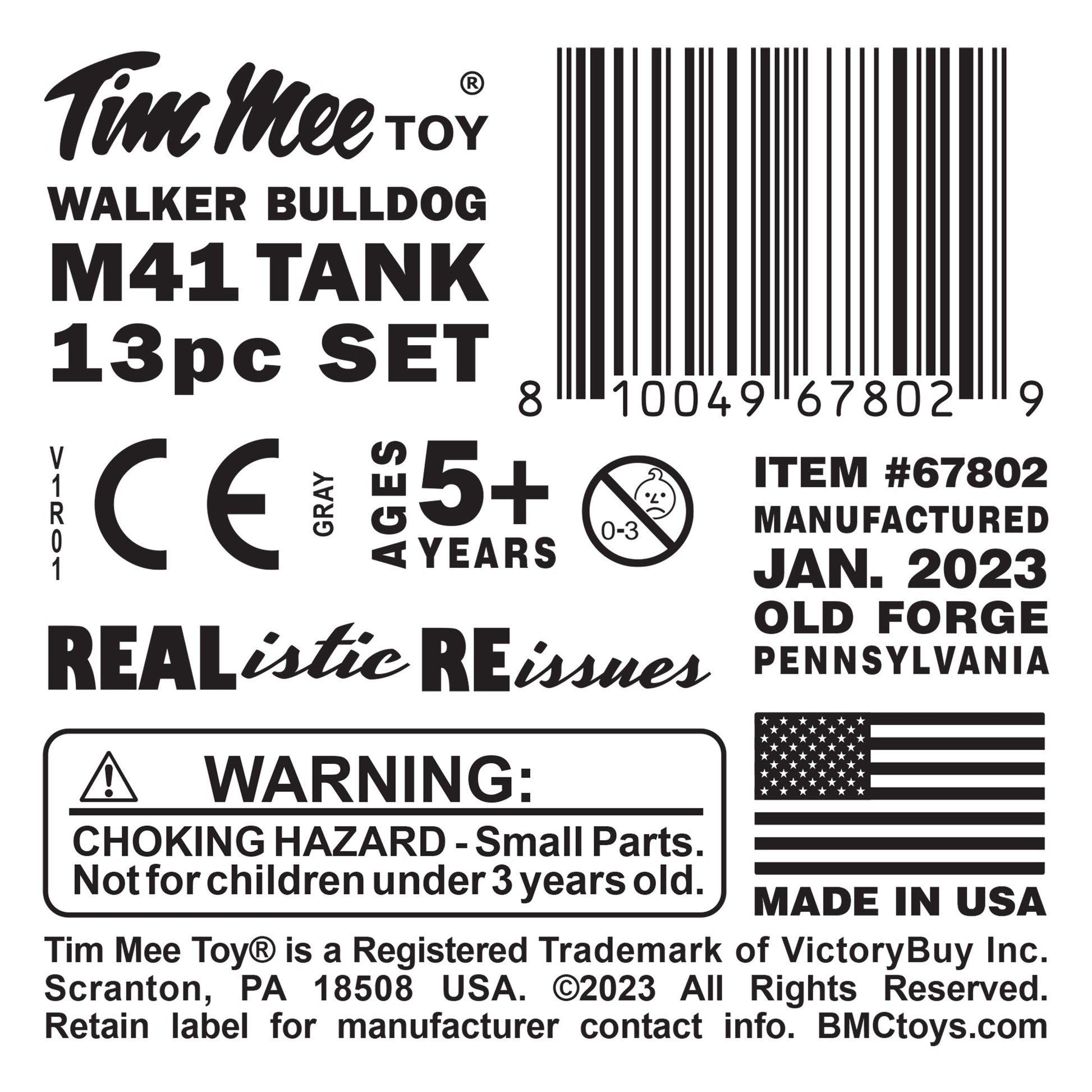 Tim Mee Toy Walker Bulldog Tank Gray Label Art