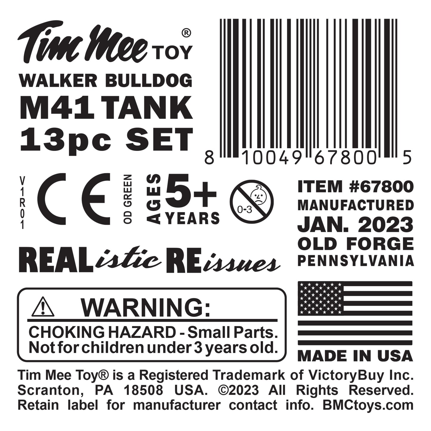 Tim Mee Toy Walker Bulldog Tank OD Green Label Art