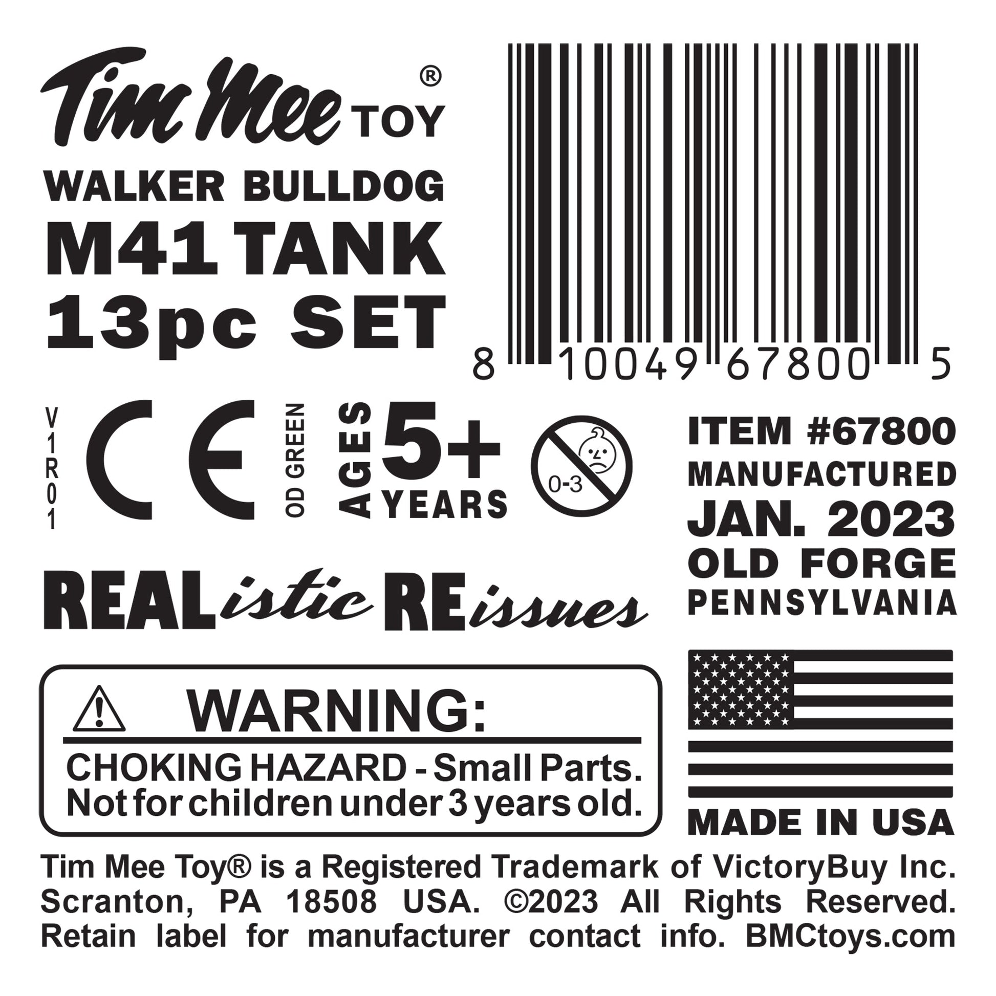 Tim Mee Toy Walker Bulldog Tank OD Green Label Art