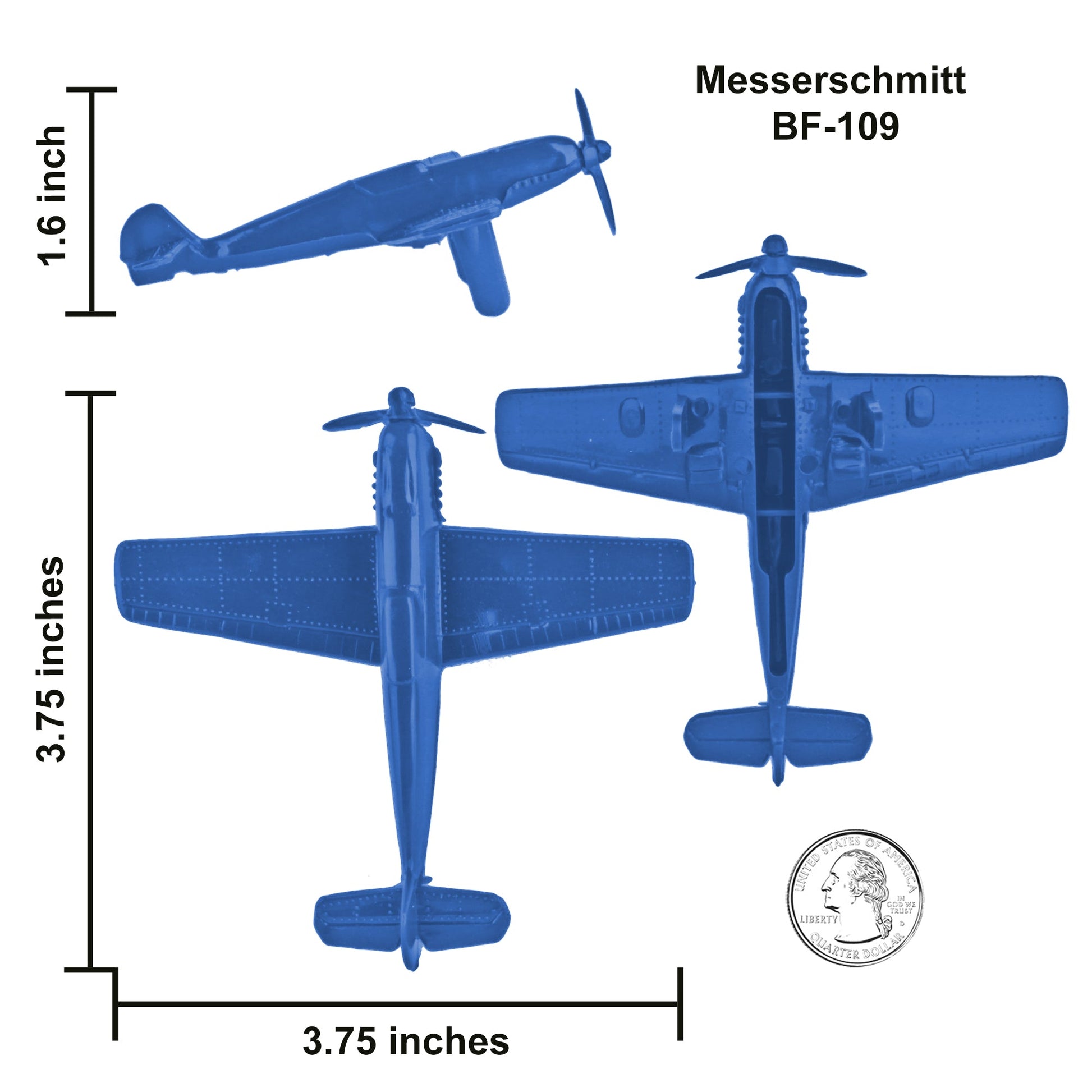 Tim Mee Toy WW2 Fighter Planes Blue Messerschmitt BF-109 Scale