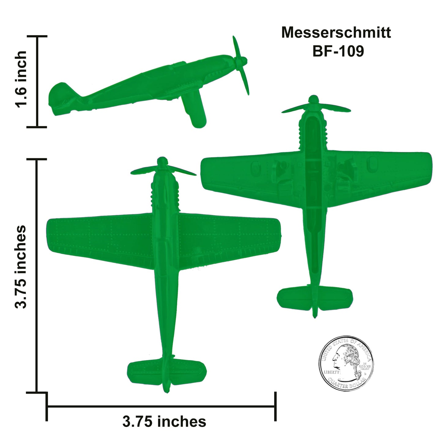 Tim Mee Toy WW2 Fighter Planes Green Messerschmitt BF-109 Scale
