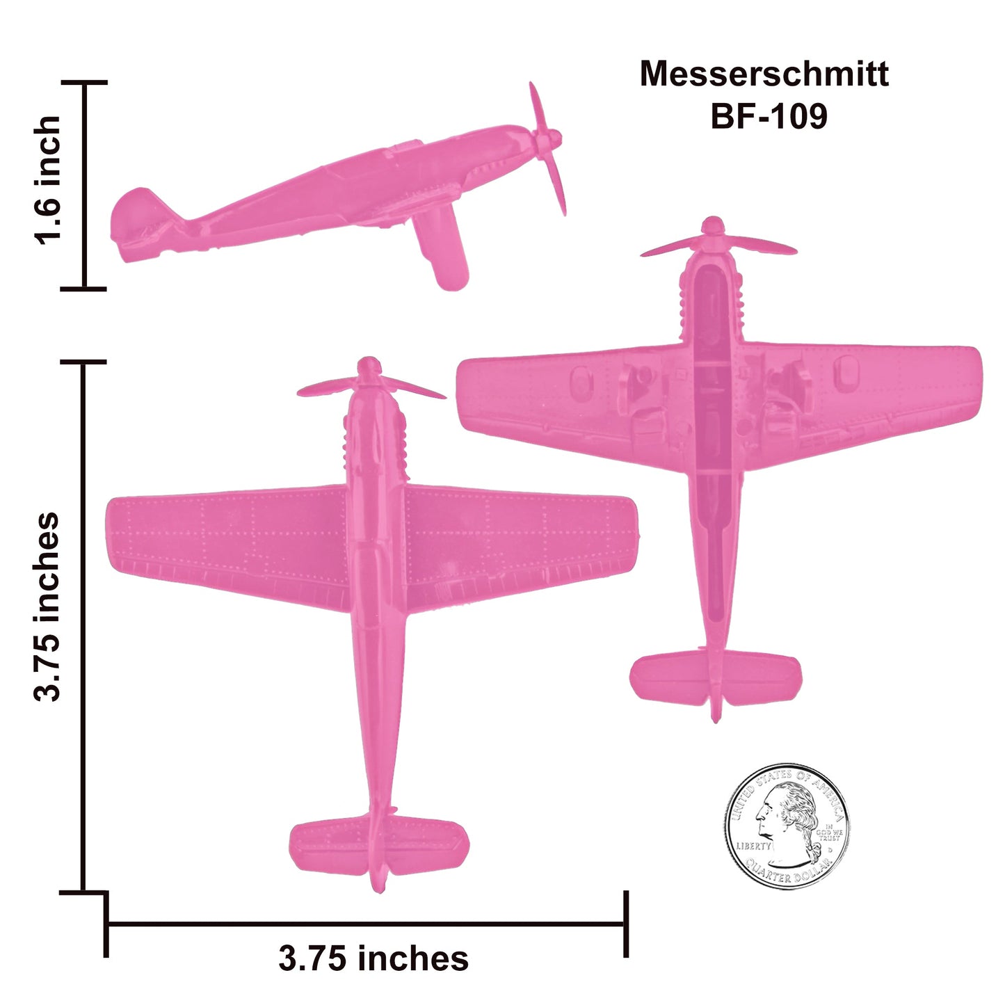 Tim Mee Toy WW2 Fighter Planes Pink Messerschmitt BF-109 Scale