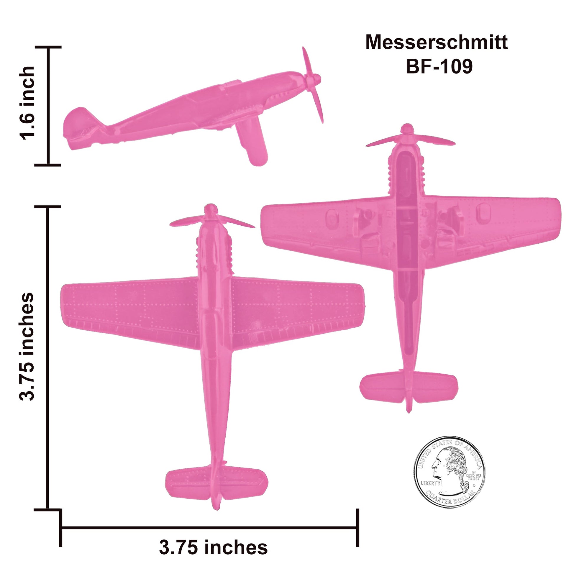 Tim Mee Toy WW2 Fighter Planes Pink Messerschmitt BF-109 Scale