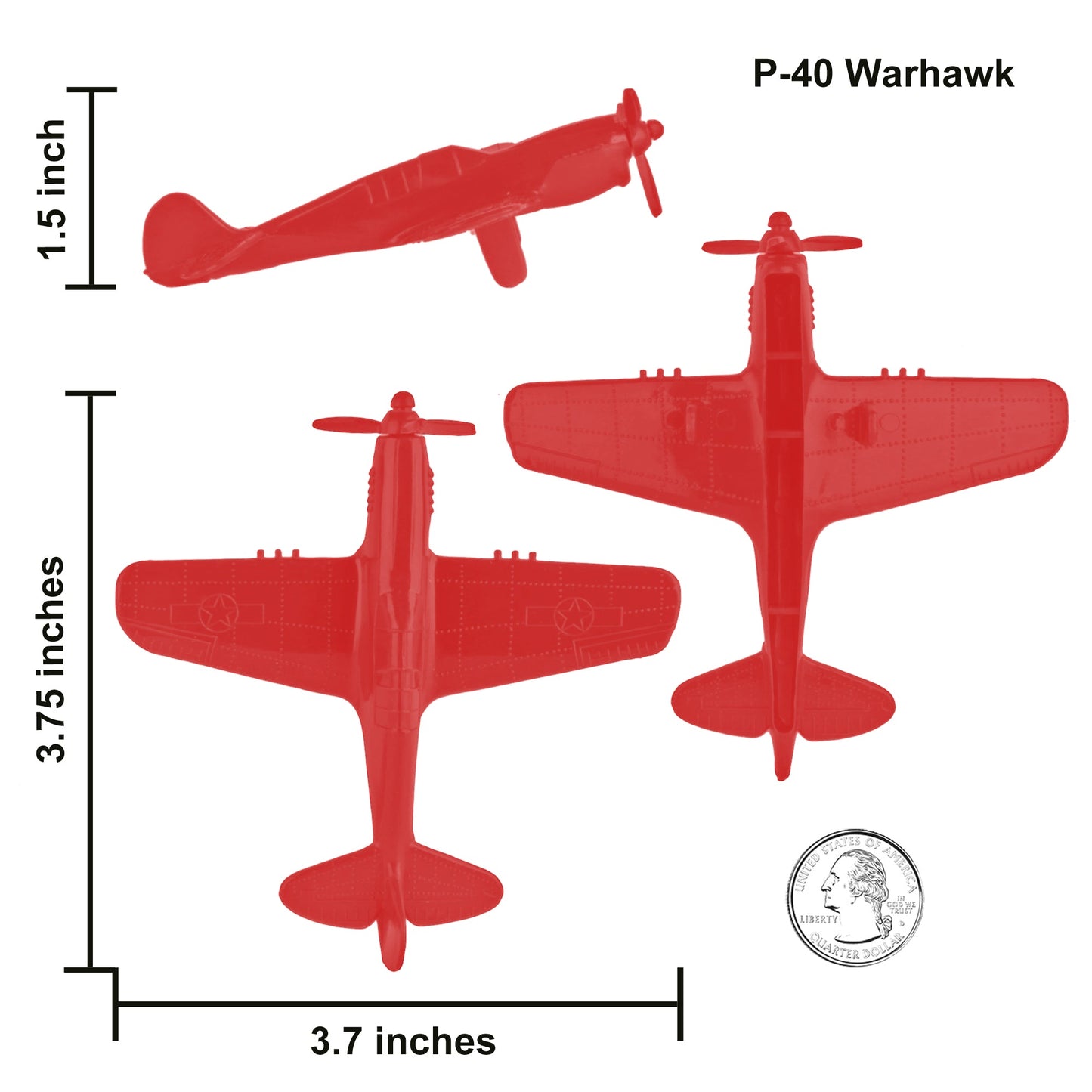 Tim Mee Toy WW2 Fighter Planes Red P-40 Warhawk Scale