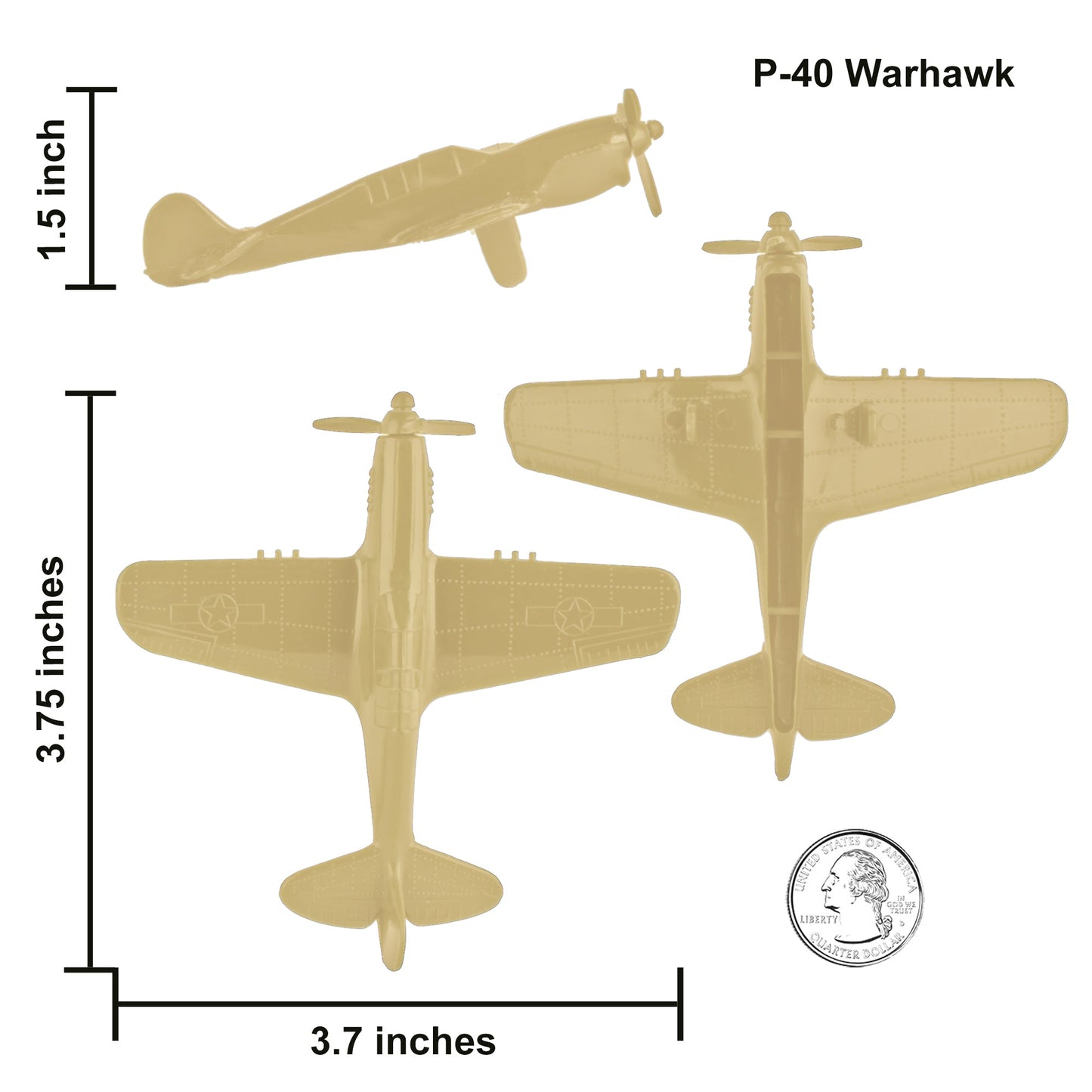 Tim Mee Toy WW2 Fighter Planes Tan P-40 WarhawkScale
