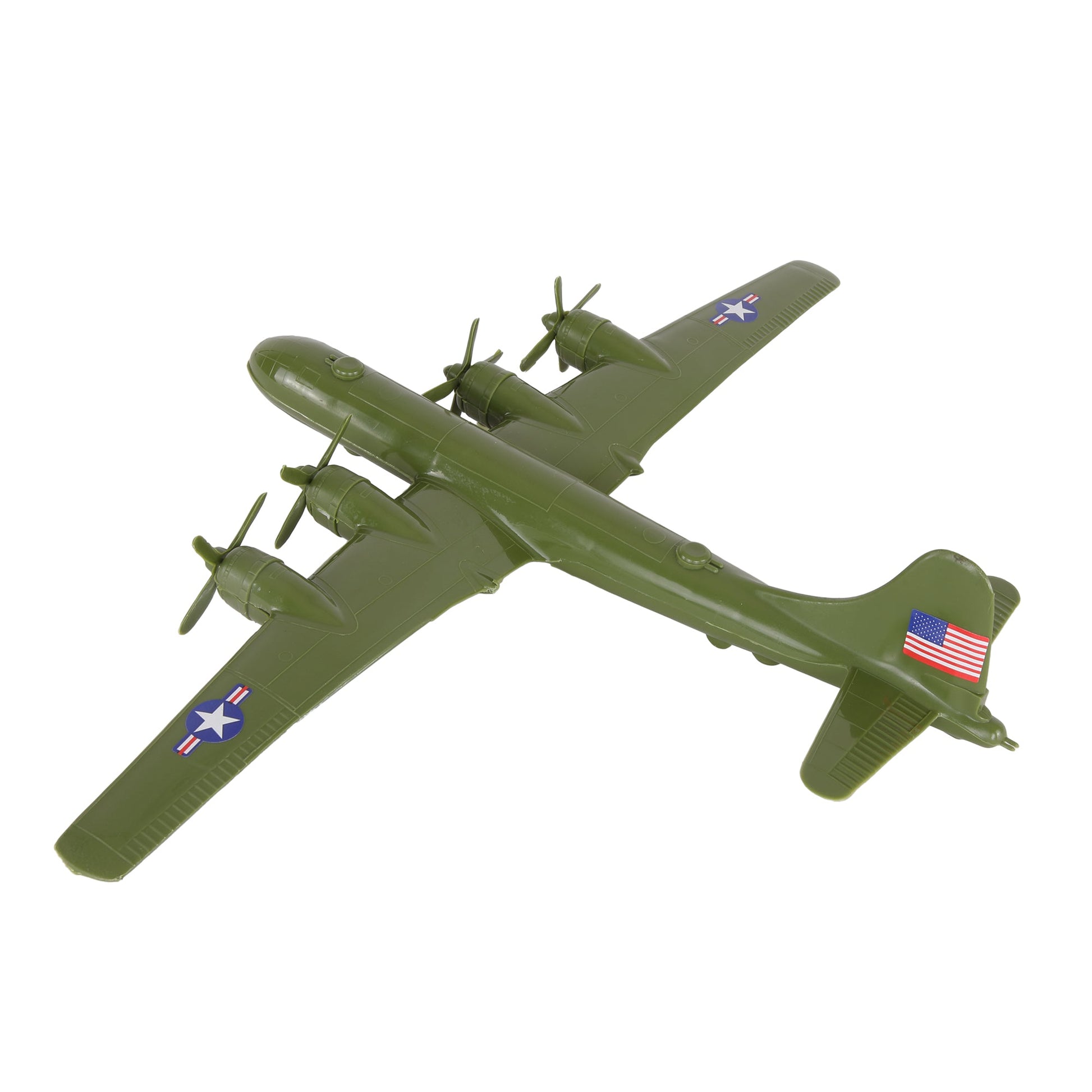 Tim Mee Toy WW2 B-29 Superfortress Bomber Plane OD Green Color Plastic Army Men Aircraft Back View